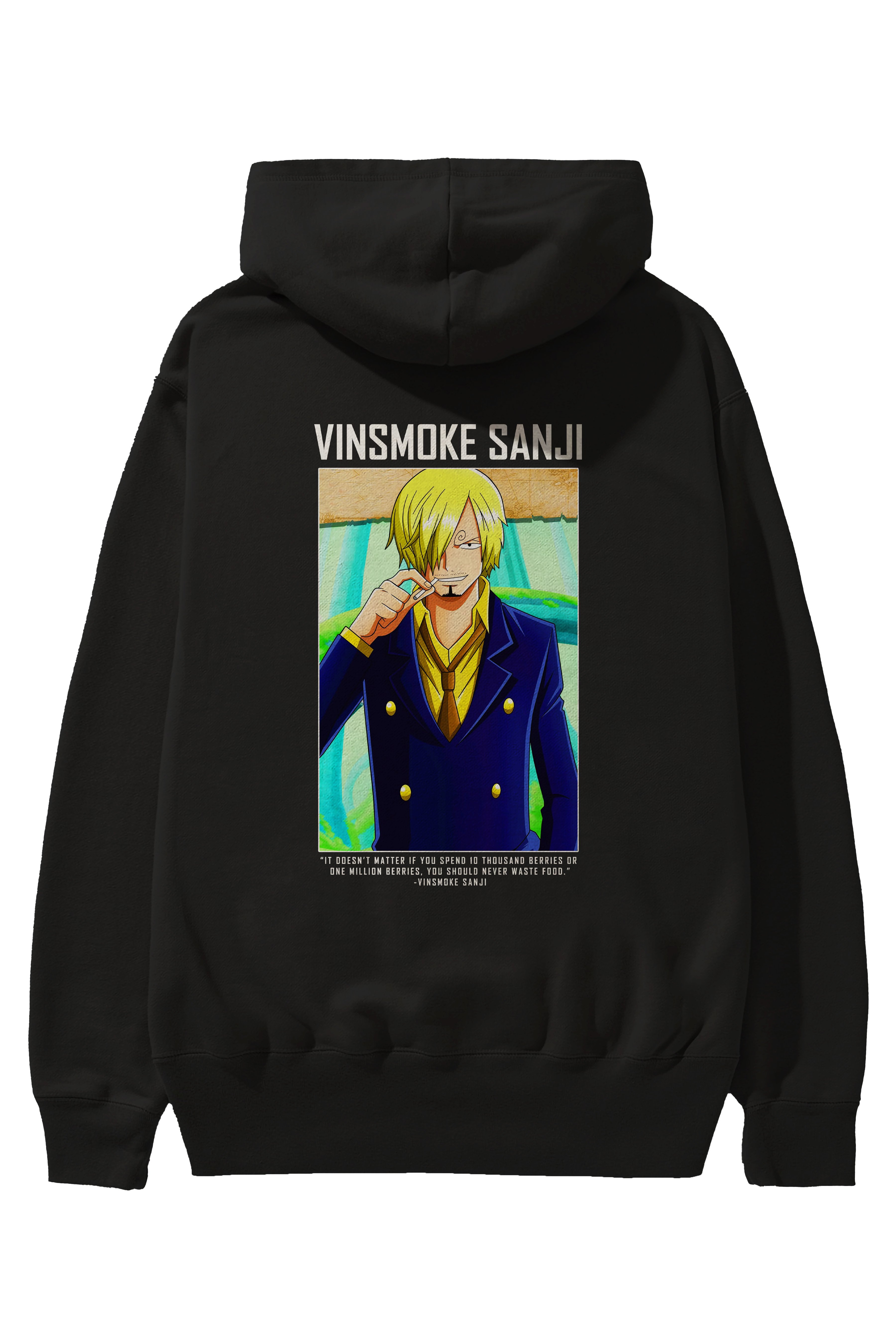 Sanji 2 Anime Arka Baskılı Hoodie Oversize Kapüşonlu Sweatshirt Erkek Kadın Unisex