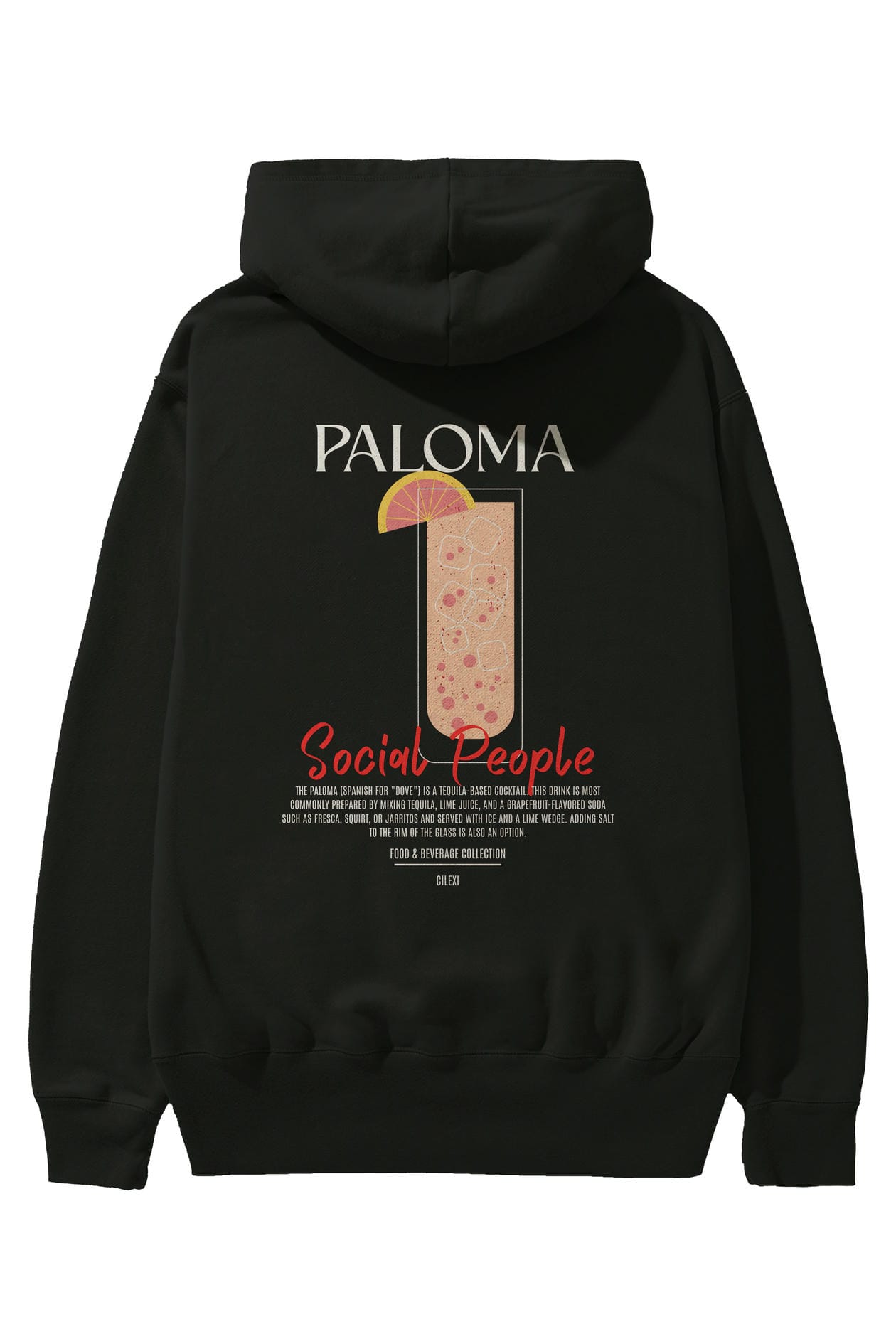 Paloma Kokteyl Arka Baskılı Hoodie Oversize Kapüşonlu Sweatshirt Erkek Kadın