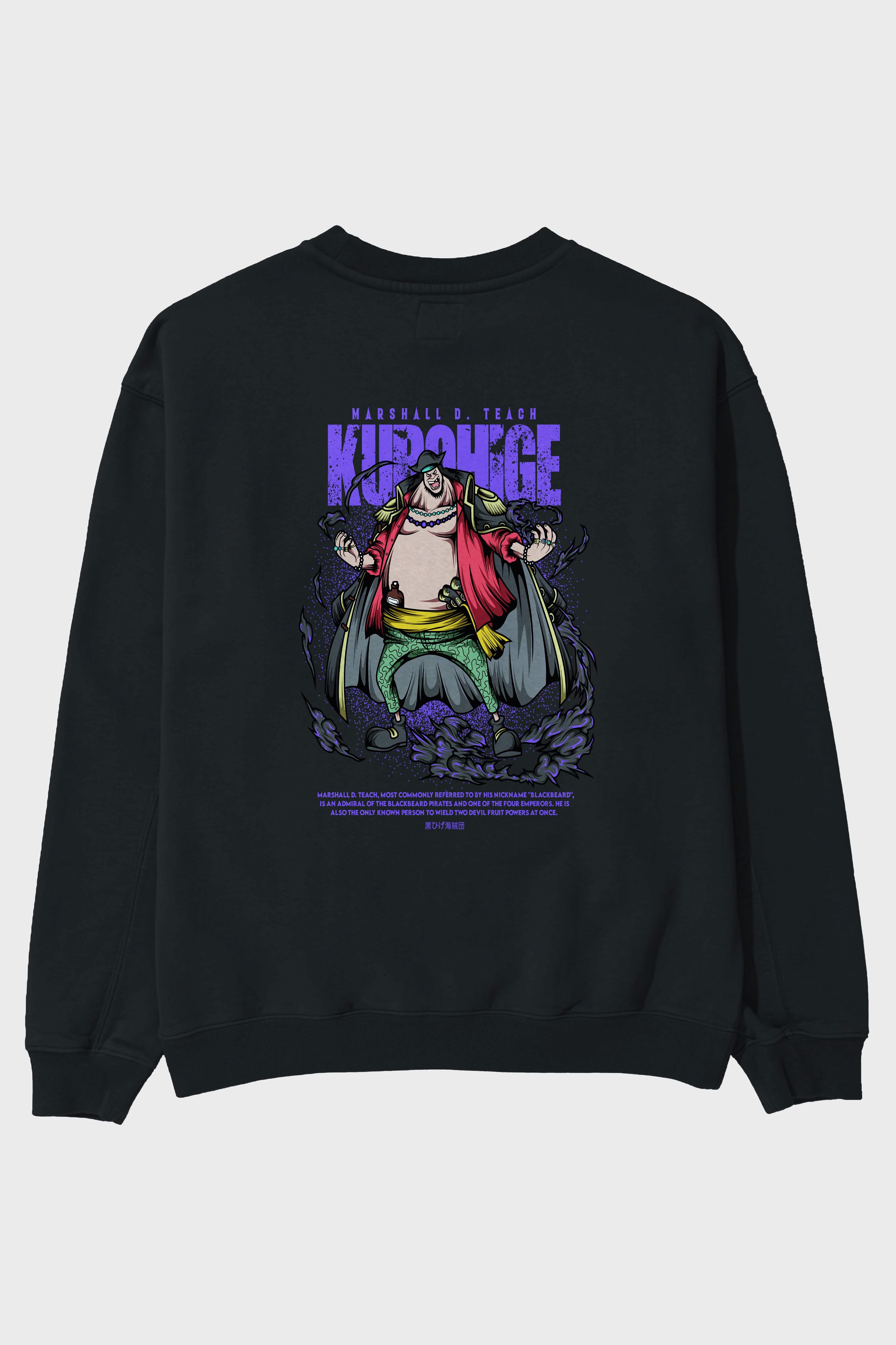 Marshall D. Teach Anime Arka Baskılı Oversize Sweatshirt Erkek Kadın Unisex