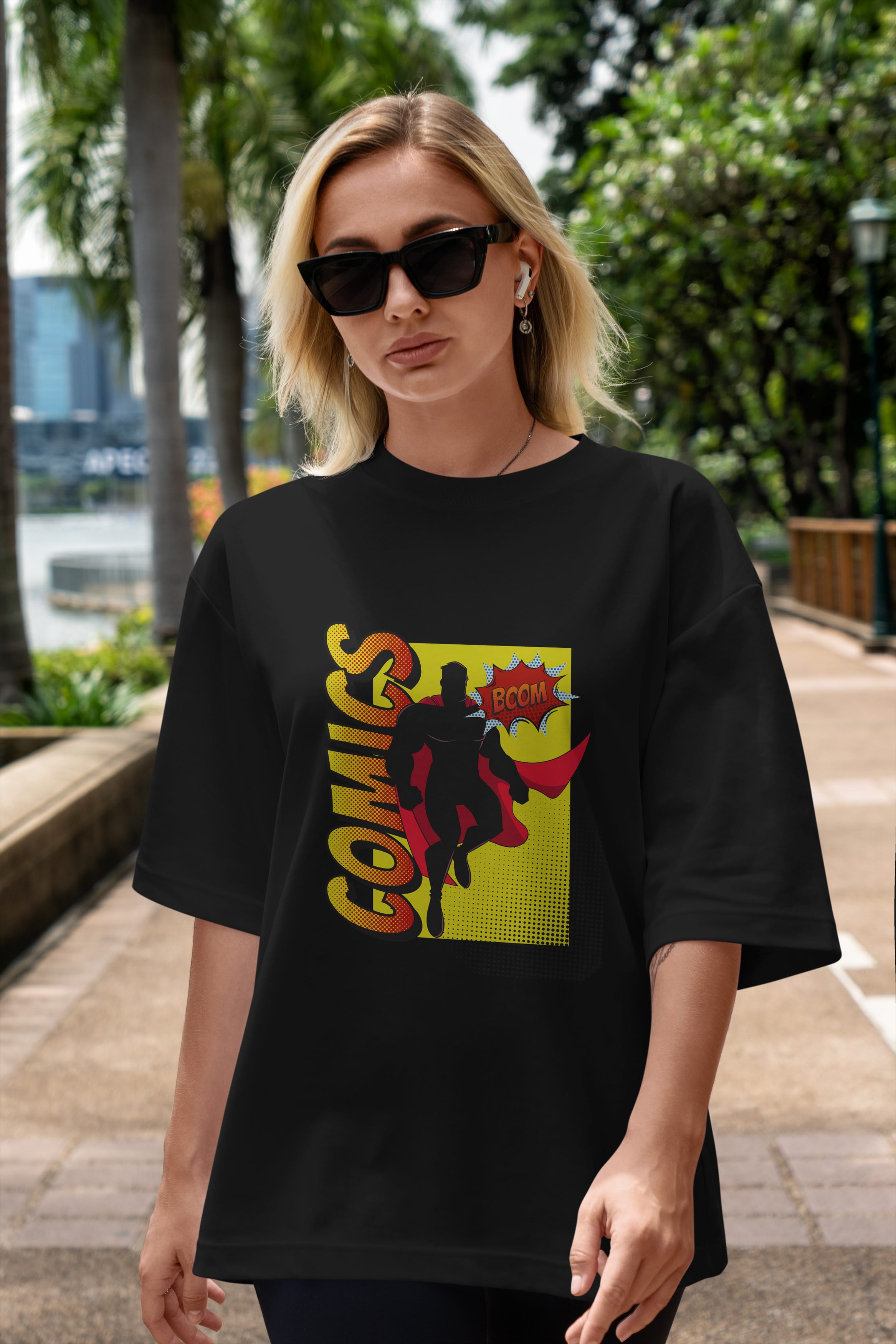 Comics Boom Ön Baskılı Oversize t-shirt Erkek Kadın Unisex