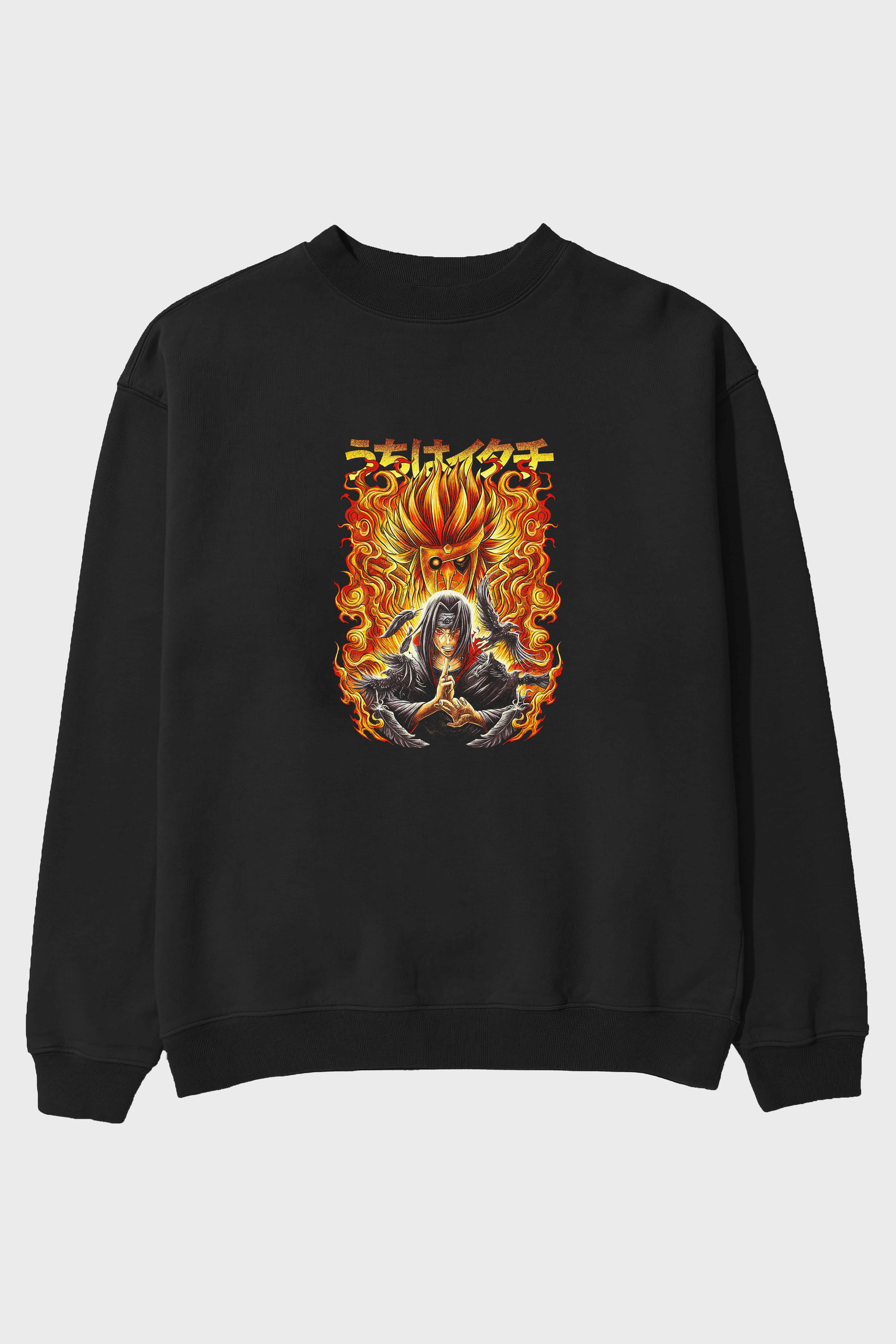 NARUTO ITACHI UCHIHA Anime Ön Baskılı Oversize Sweatshirt Erkek Kadın Unisex
