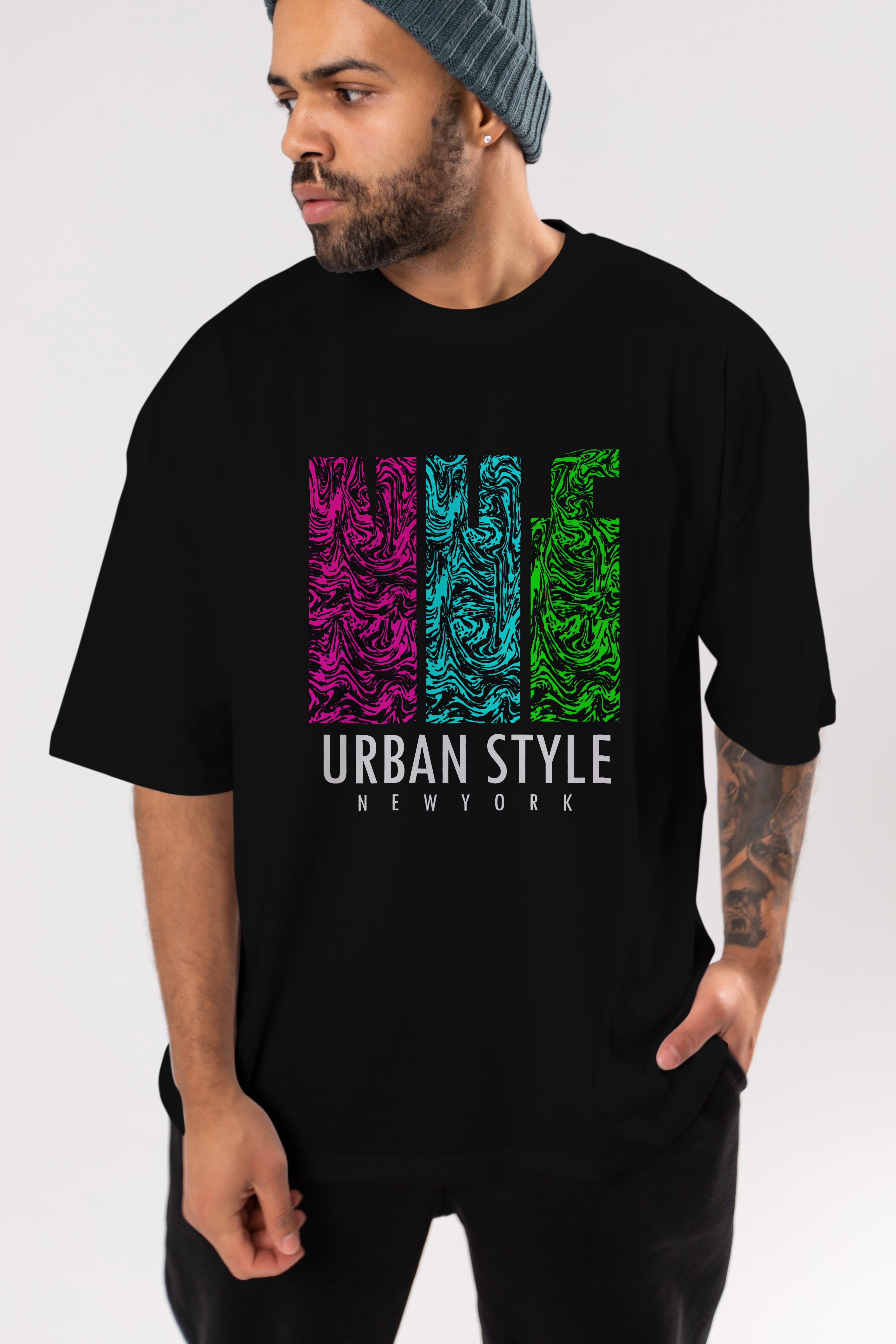 Urban Style Newyork Ön Baskılı Oversize t-shirt Erkek Kadın Unisex