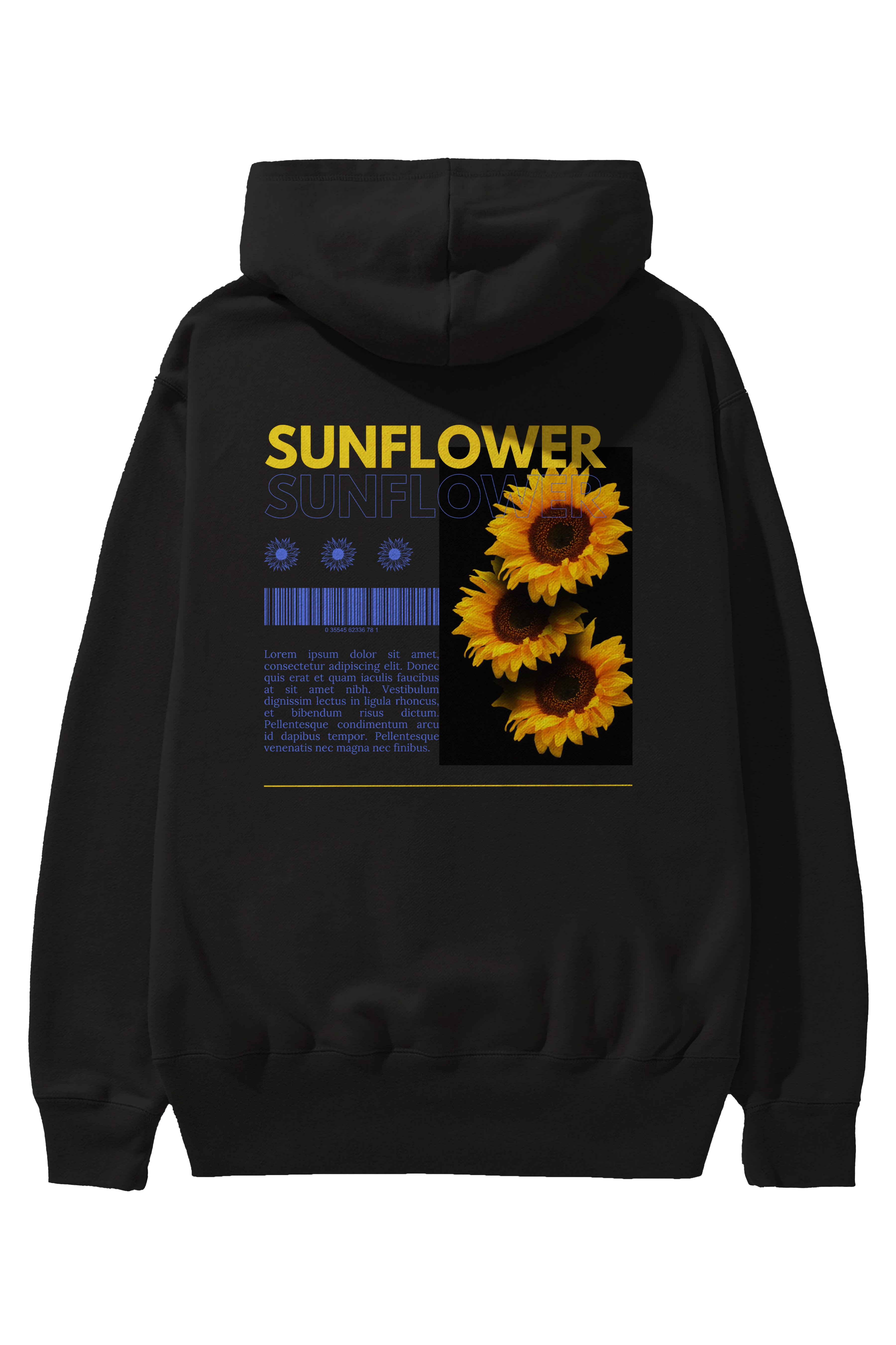 Sunflower Arka Baskılı Oversize Hoodie Kapüşonlu Sweatshirt Erkek Kadın Unisex