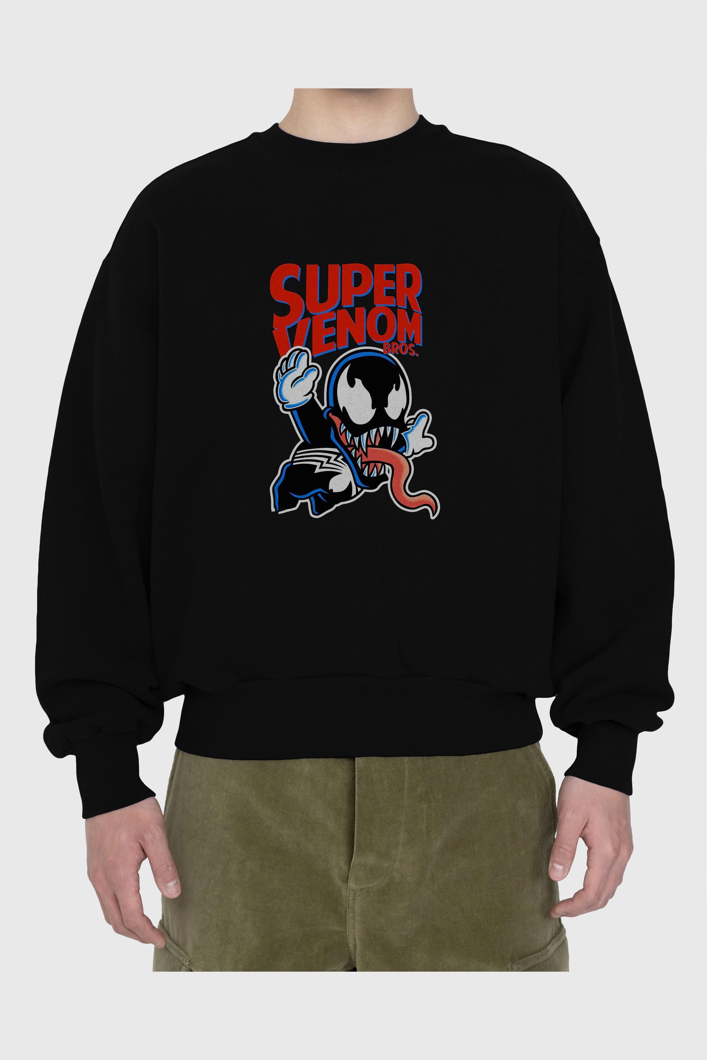 Super Venom Ön Baskılı Oversize Sweatshirt Erkek Kadın Unisex