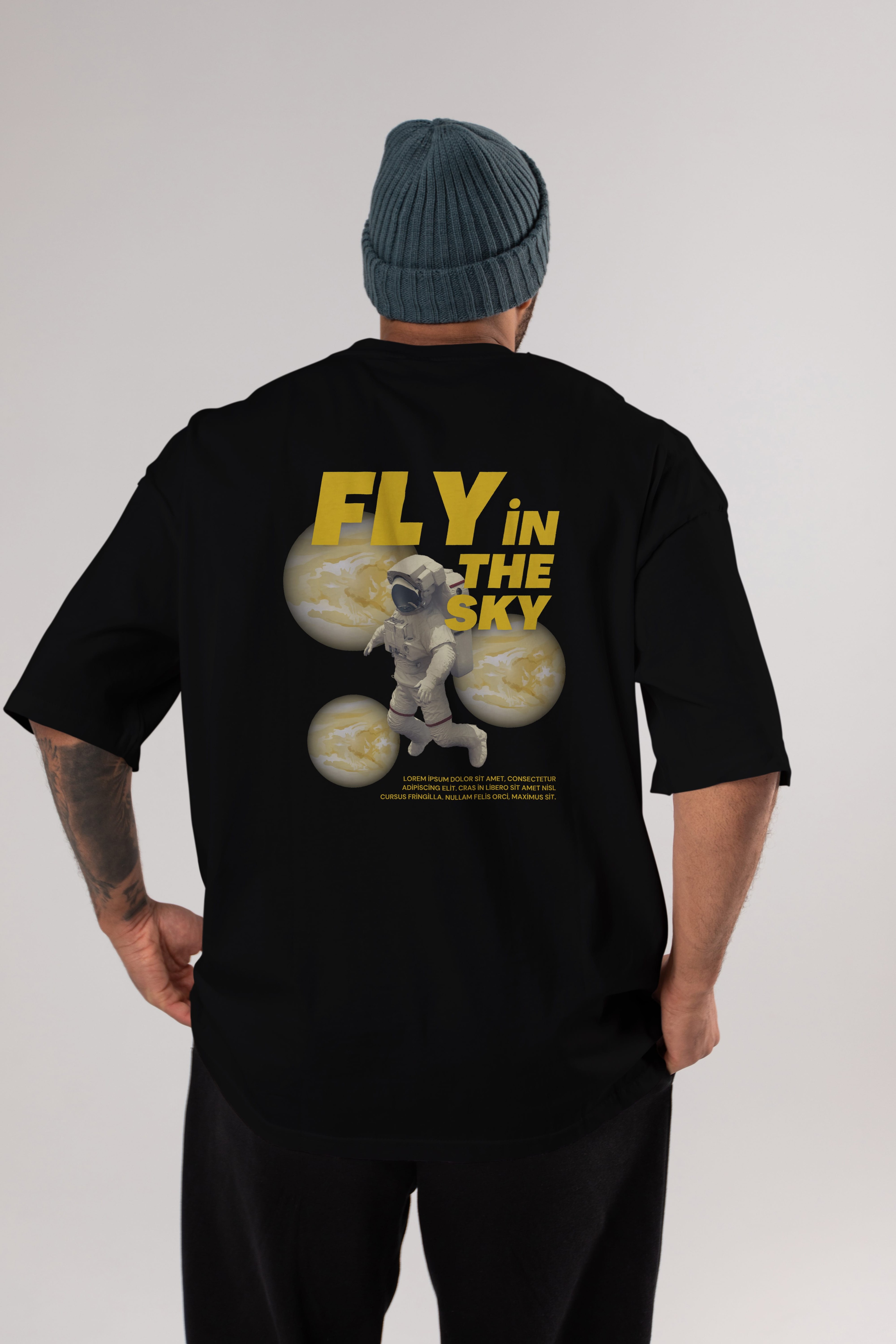 Fly in The Sky Arka Baskılı Oversize t-shirt Erkek Kadın Unisex
