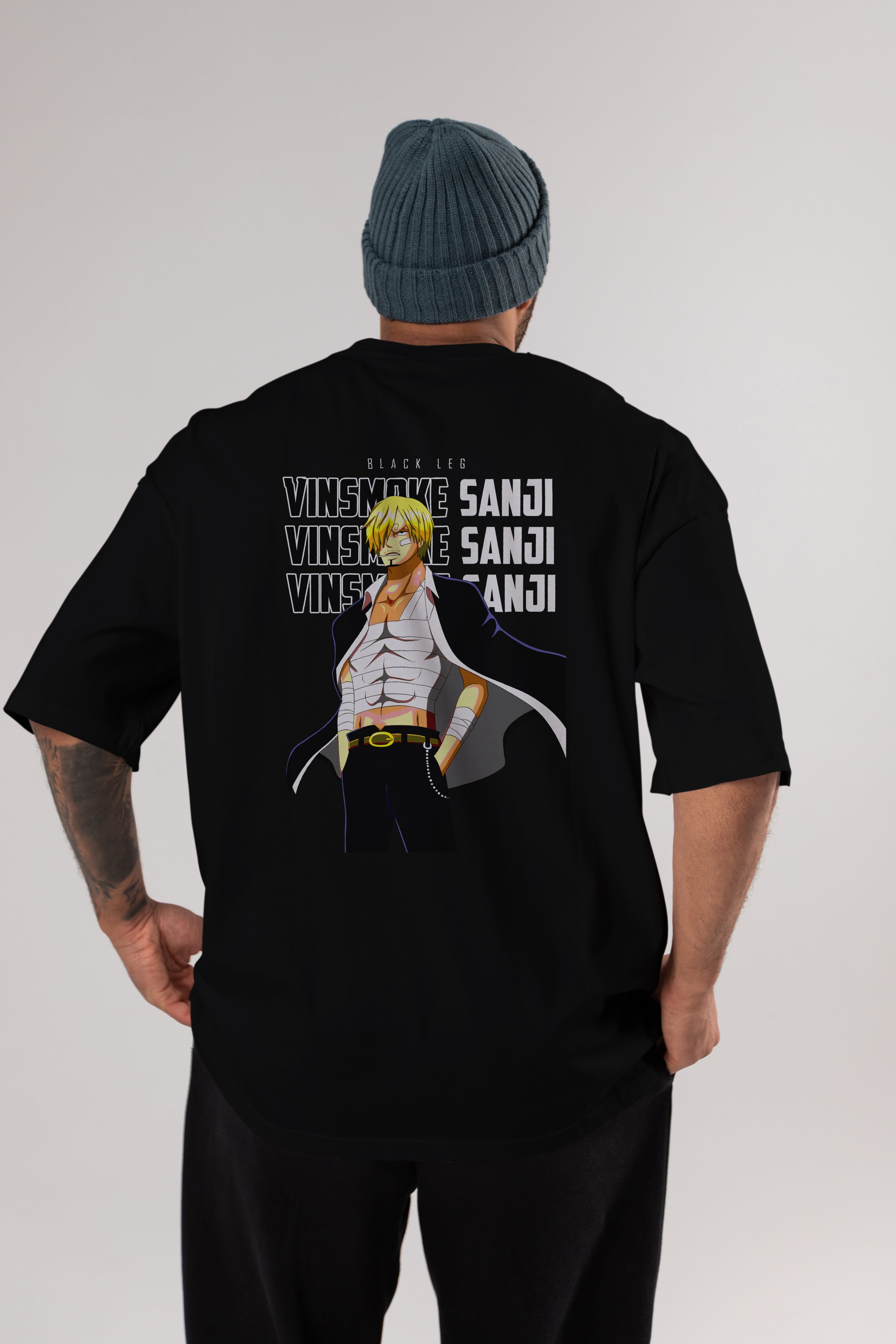 Sanji Anime Arka Baskılı Oversize t-shirt Erkek Kadın Unisex %100 pamuk tişort