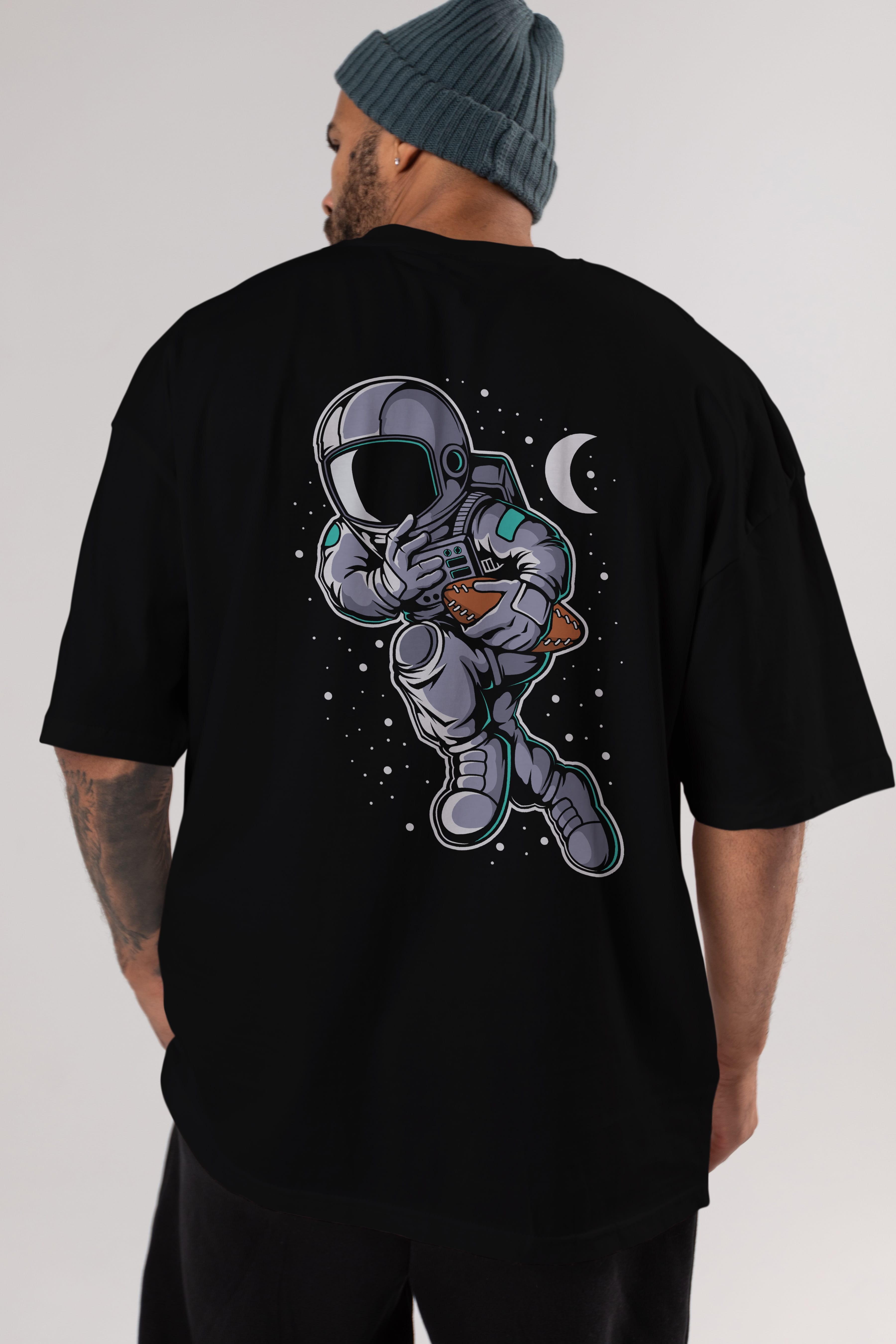 Astronaut Rugby Arka Baskılı Oversize t-shirt Erkek Kadın Unisex