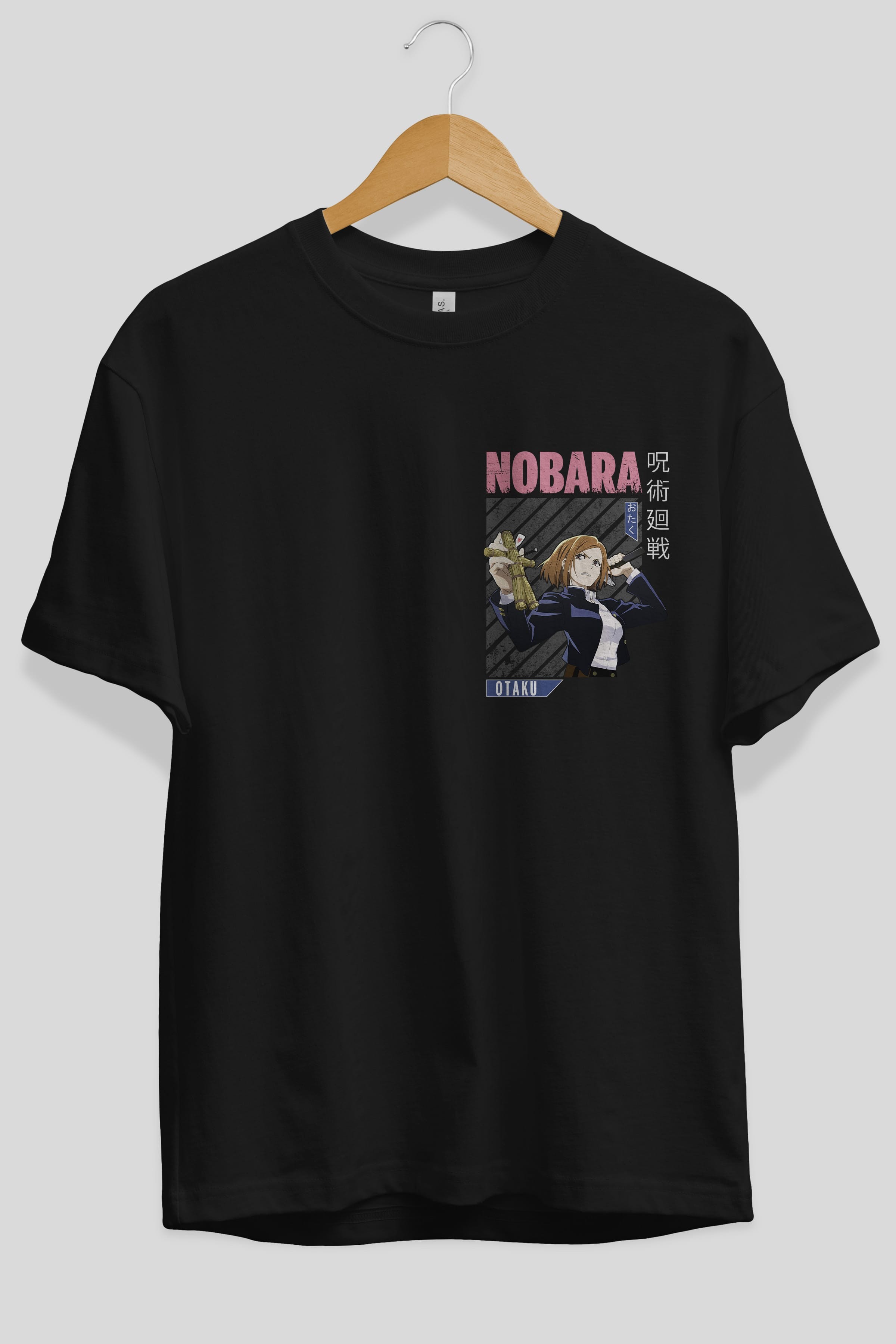 Nobara Kugisaki 6 Ön Sol Baskılı Oversize t-shirt Erkek Kadın Unisex %100 Pamuk Bisiklet Yaka tişort