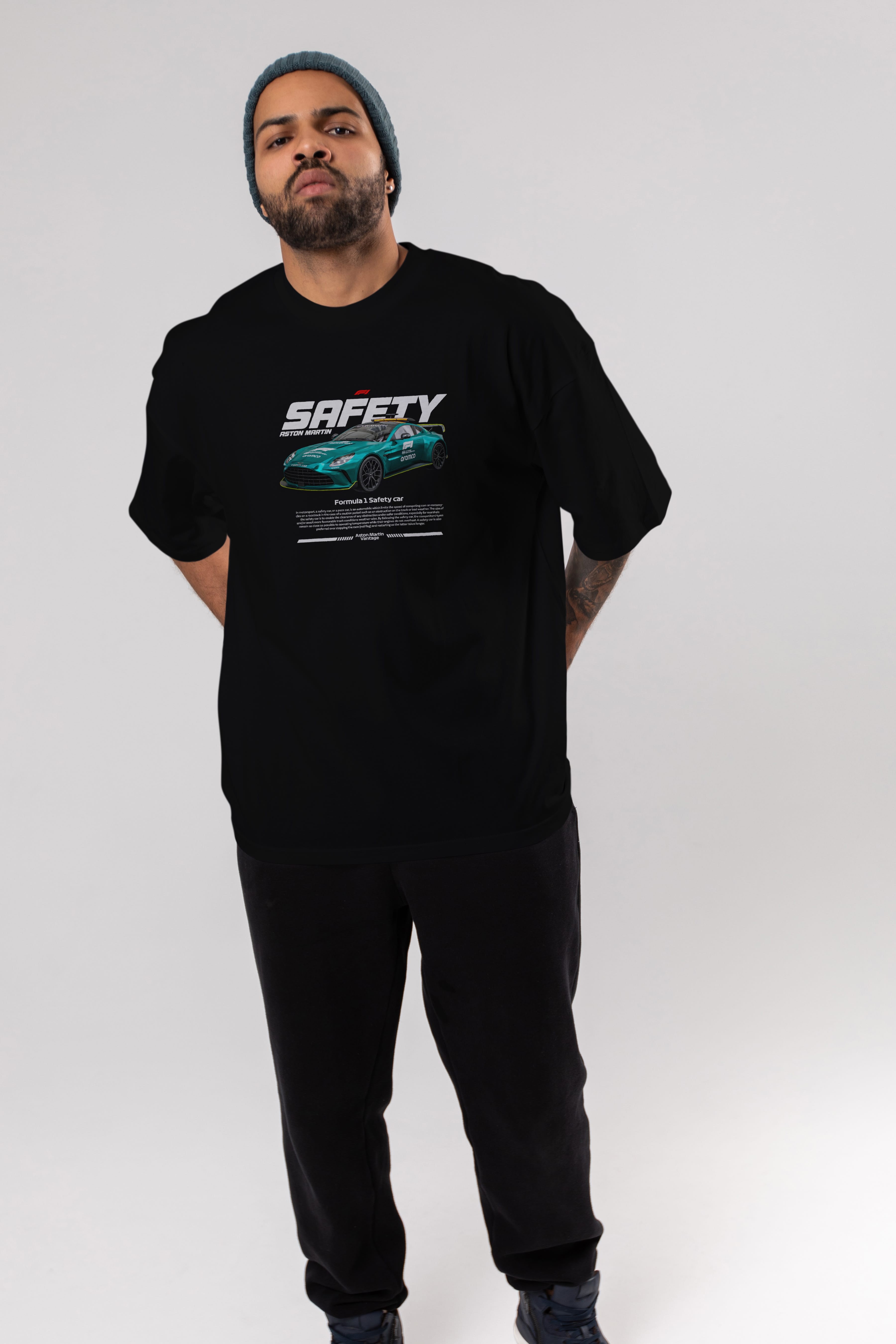 safety car f1 Ön Baskılı Oversize t-shirt Erkek Kadın Unisex %100 Pamuk Bisiklet Yaka tişort