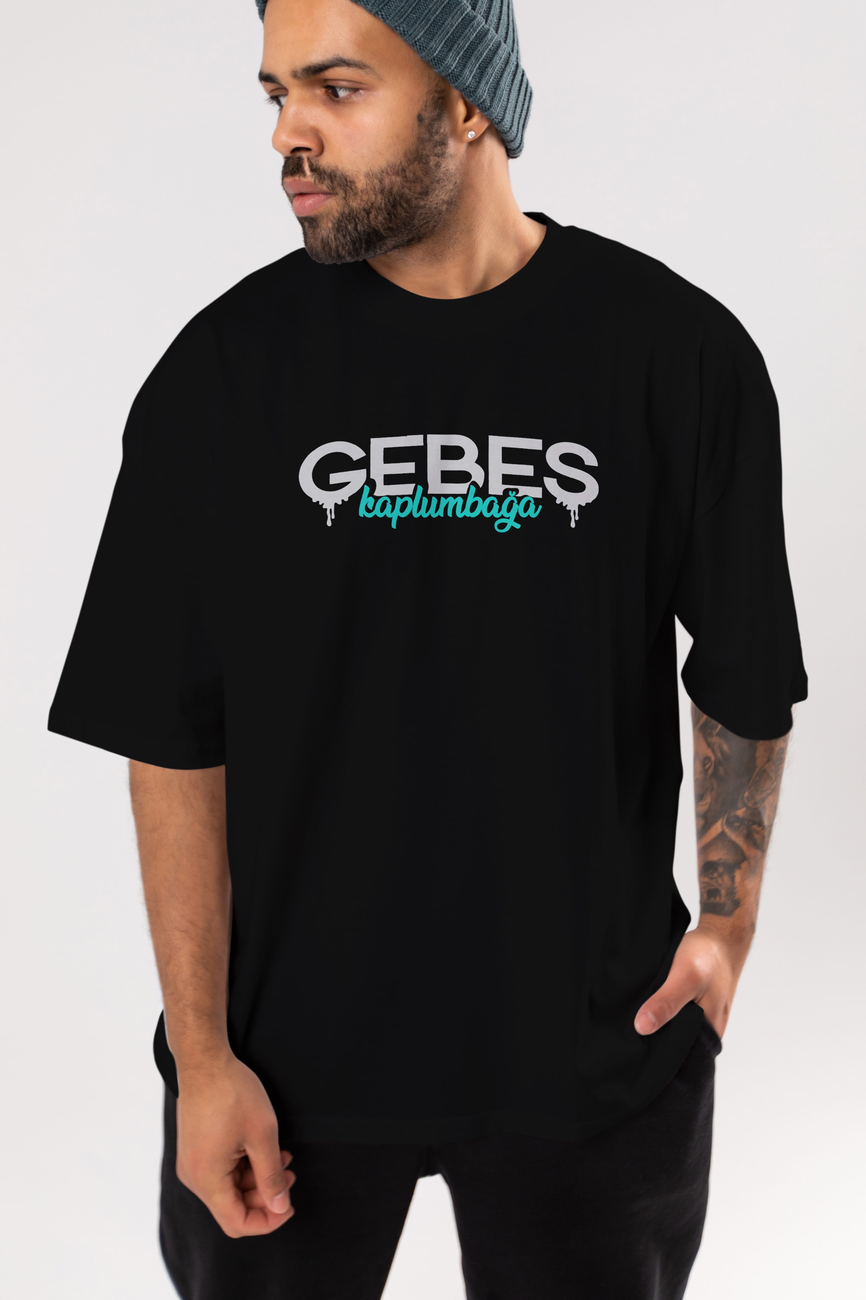 Gebeş Kaplumbağa Ön Baskılı Oversize t-shirt %100 pamuk Erkek Kadın Unisex