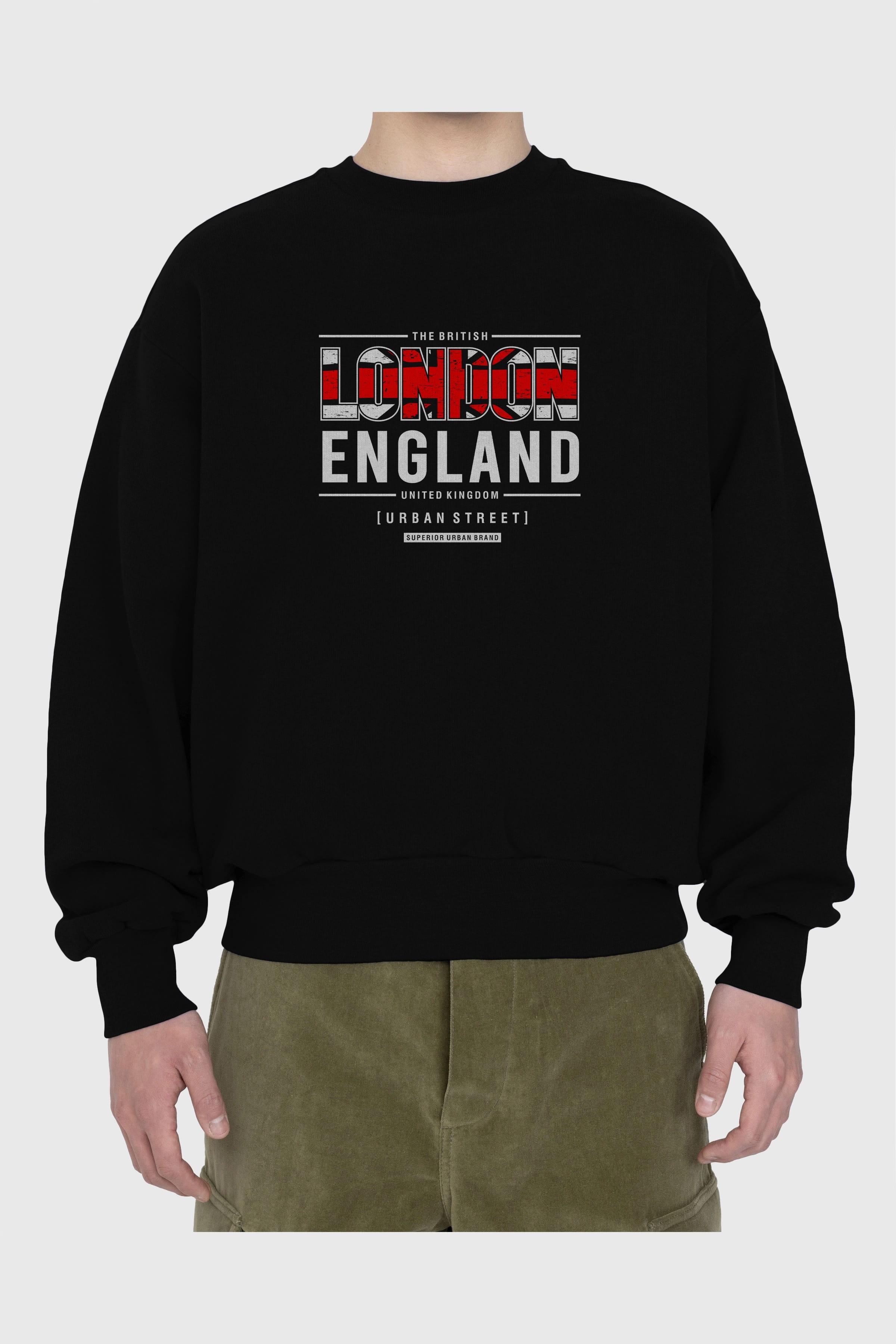 London England 2 Ön Baskılı Oversize Sweatshirt Erkek Kadın Unisex