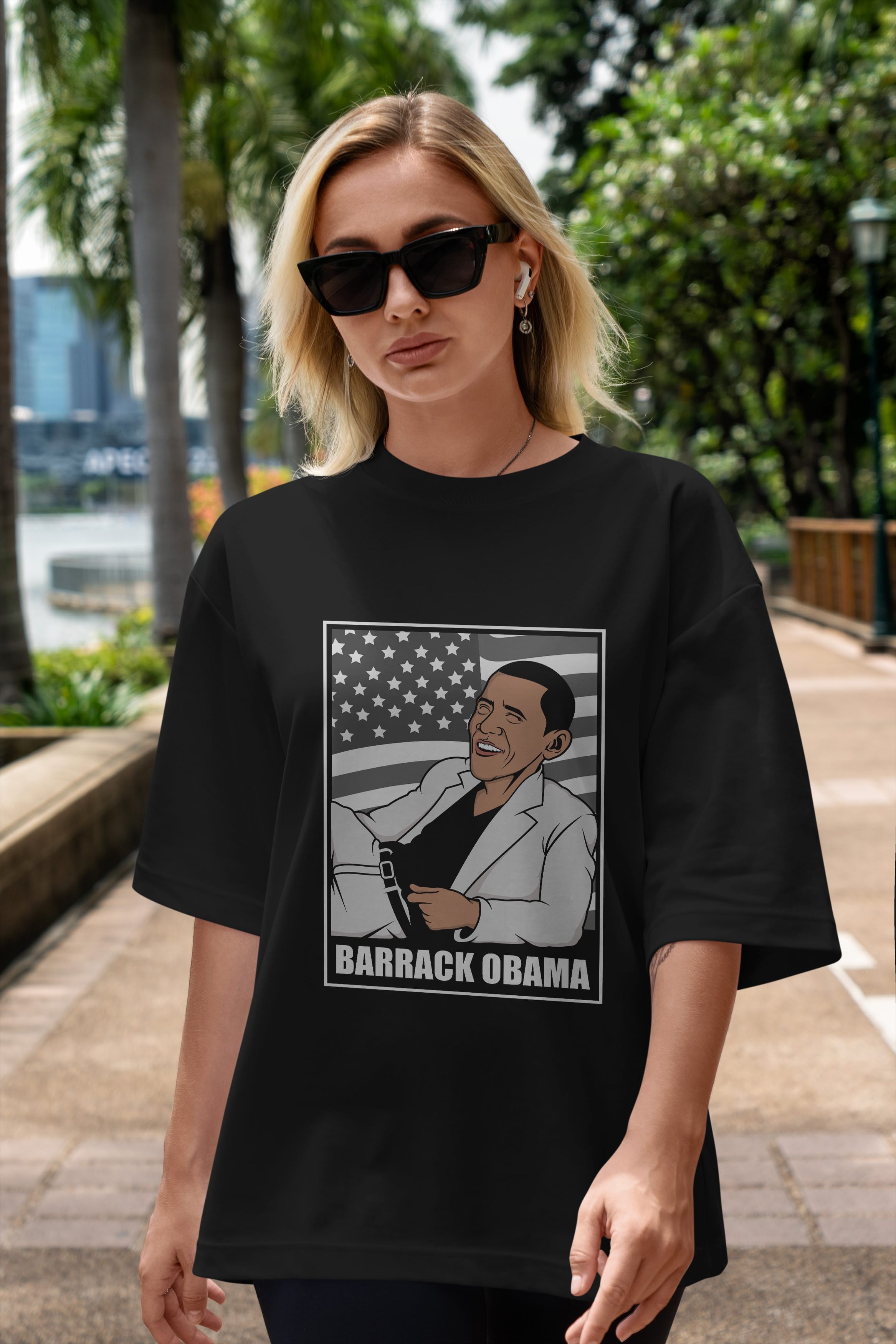 Obama Thriller Ön Baskılı Oversize t-shirt Erkek Kadın Unisex %100 Pamuk tişort