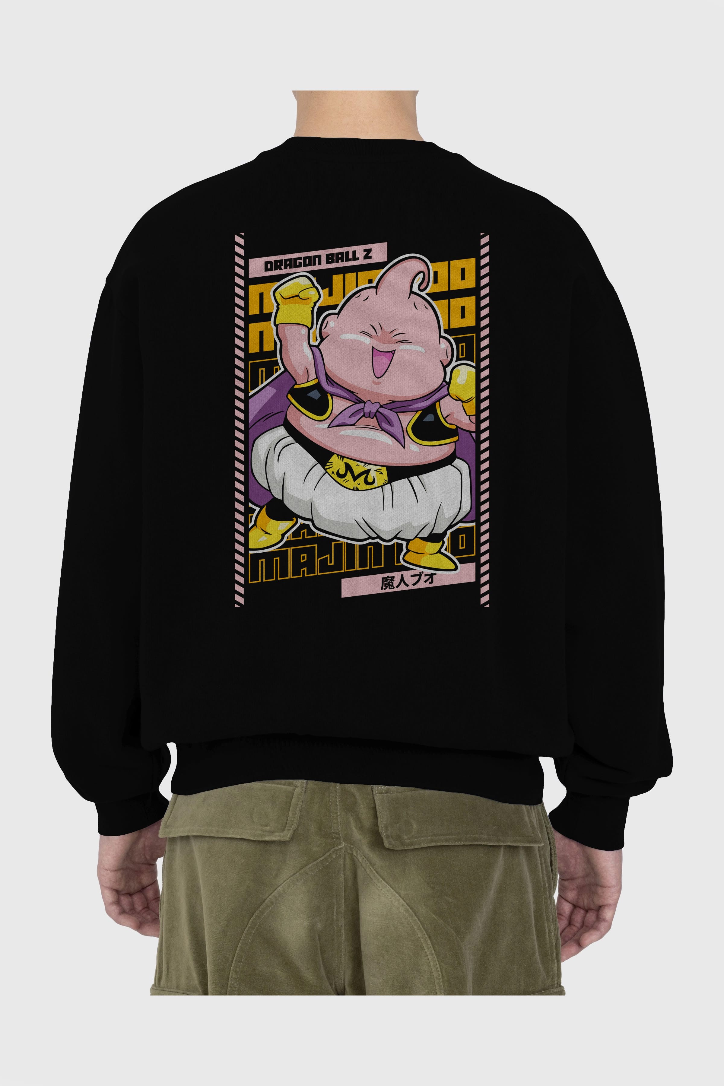 MAJIN BOO1 Anime Arka Baskılı Oversize Sweatshirt Erkek Kadın Unisex