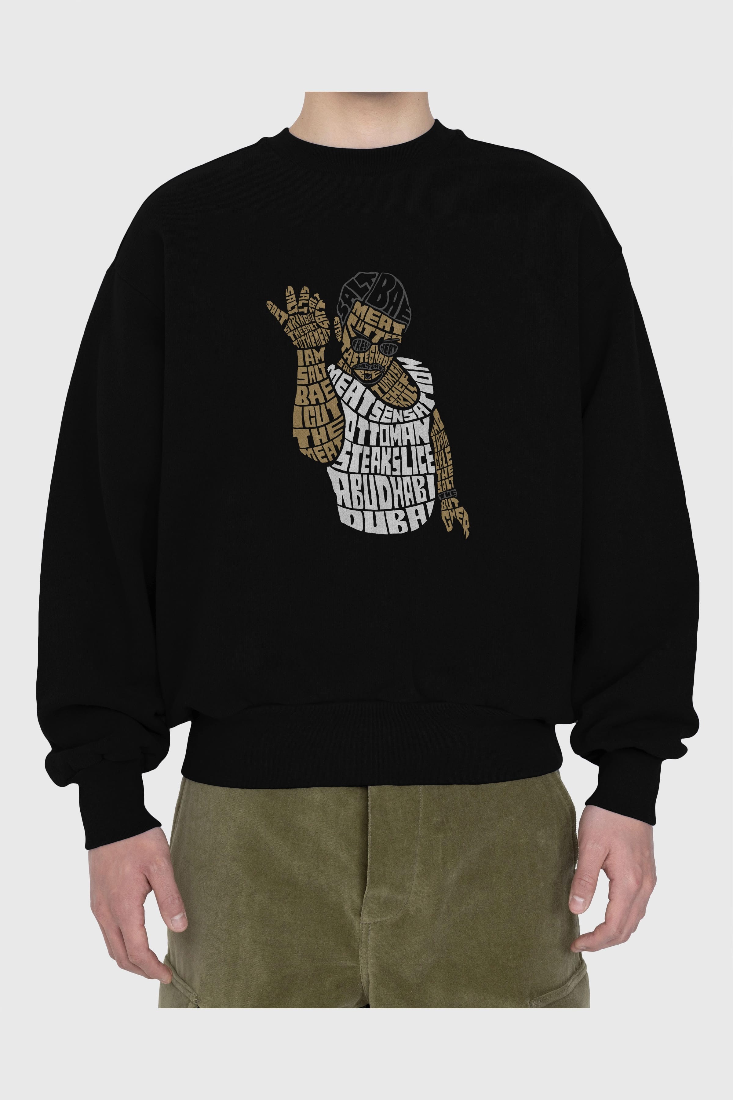 Salt Bae Ön Baskılı Oversize Sweatshirt Erkek Kadın Unisex