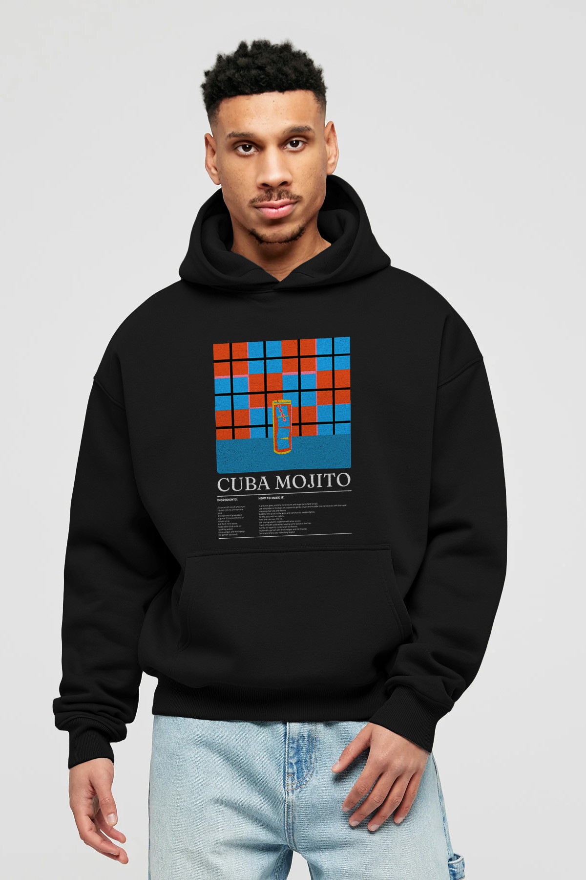 Cuba Mojito Kokteyl ön Baskılı Hoodie Oversize Kapüşonlu Sweatshirt Erkek Kadın