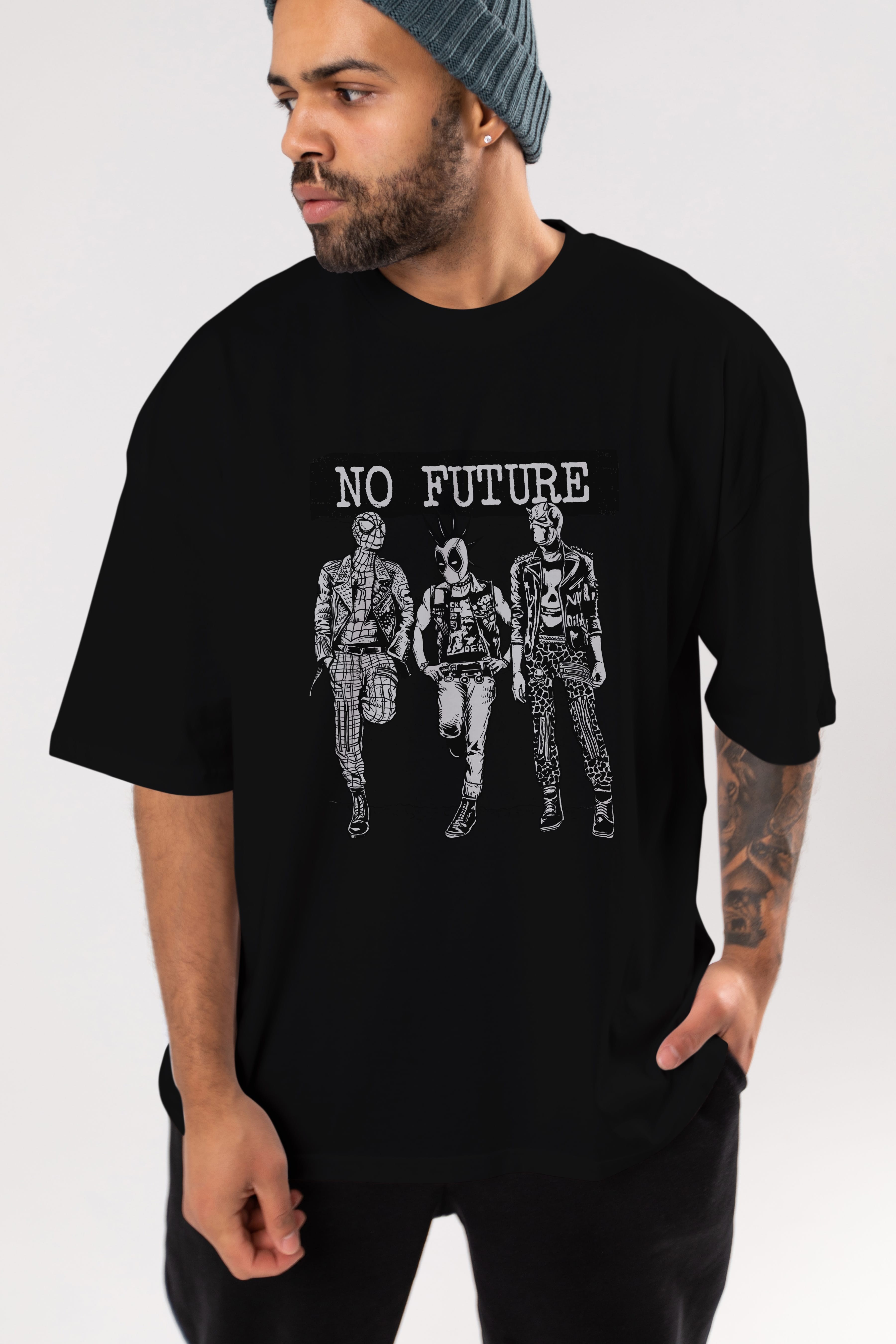 No Future Ön Baskılı Oversize t-shirt Erkek Kadın Unisex %100 Pamuk tişort