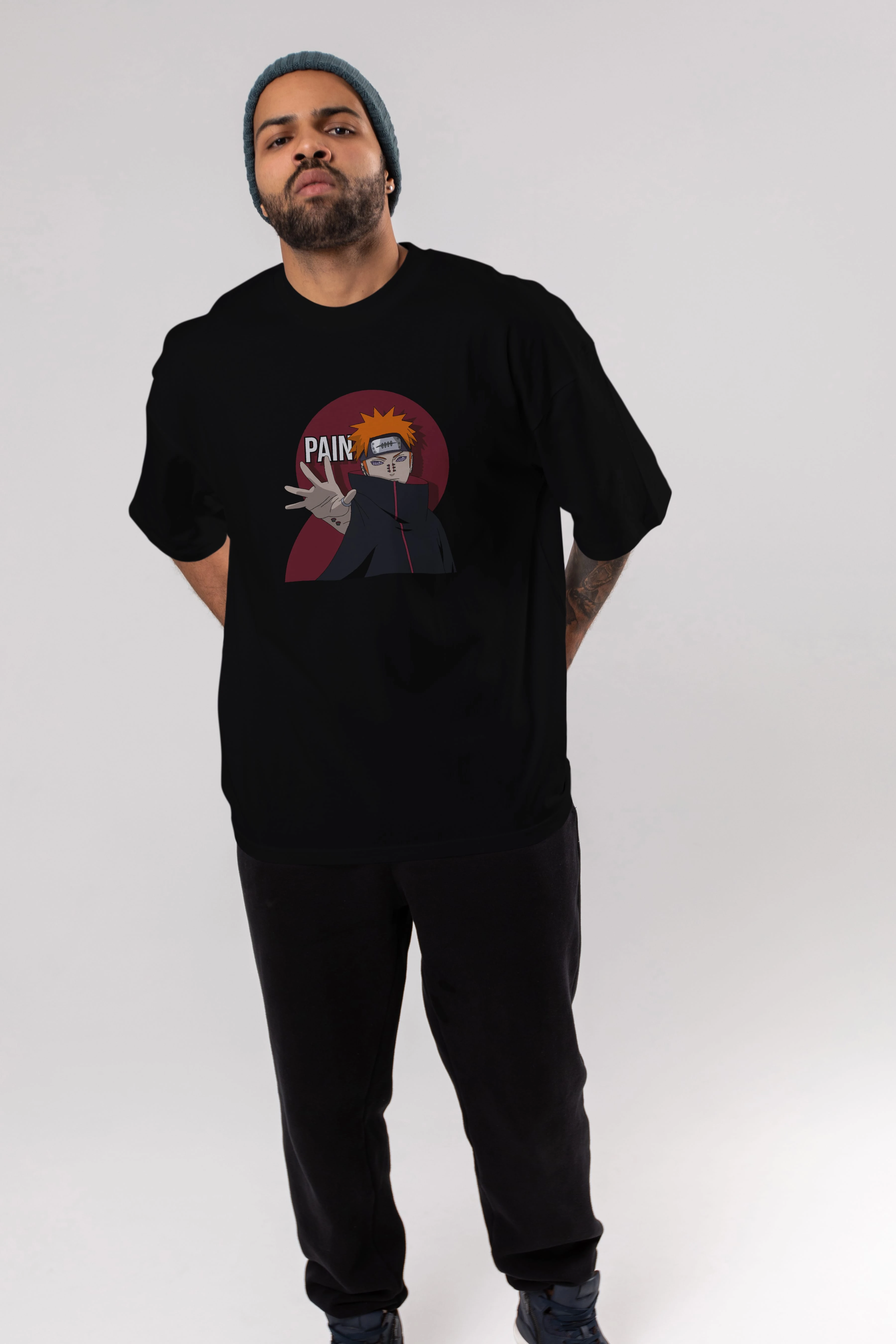 PAIN NARUTO Anime Ön Baskılı Oversize t-shirt %100 pamuk Erkek Kadın Unisex