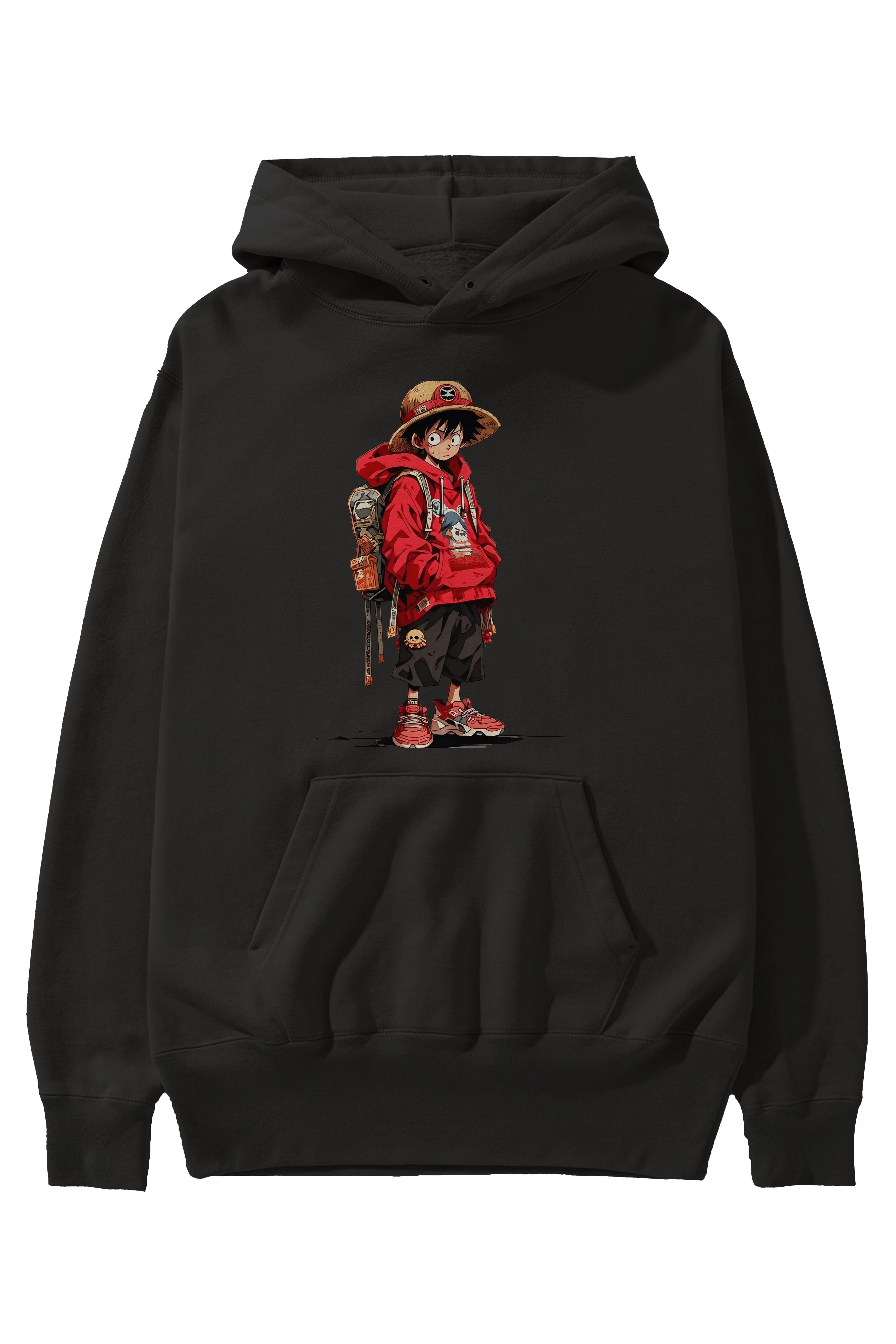 One Piece Ön Baskılı Hoodie Oversize Kapüşonlu Sweatshirt Erkek Kadın Unisex