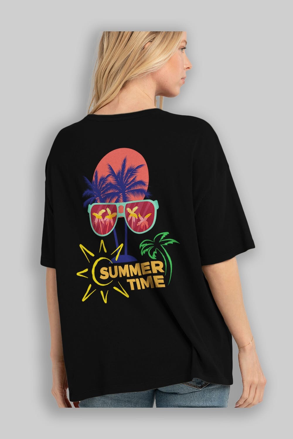 Summer Time Yazılı Arka Baskılı Oversize t-shirt Erkek Kadın Unisex