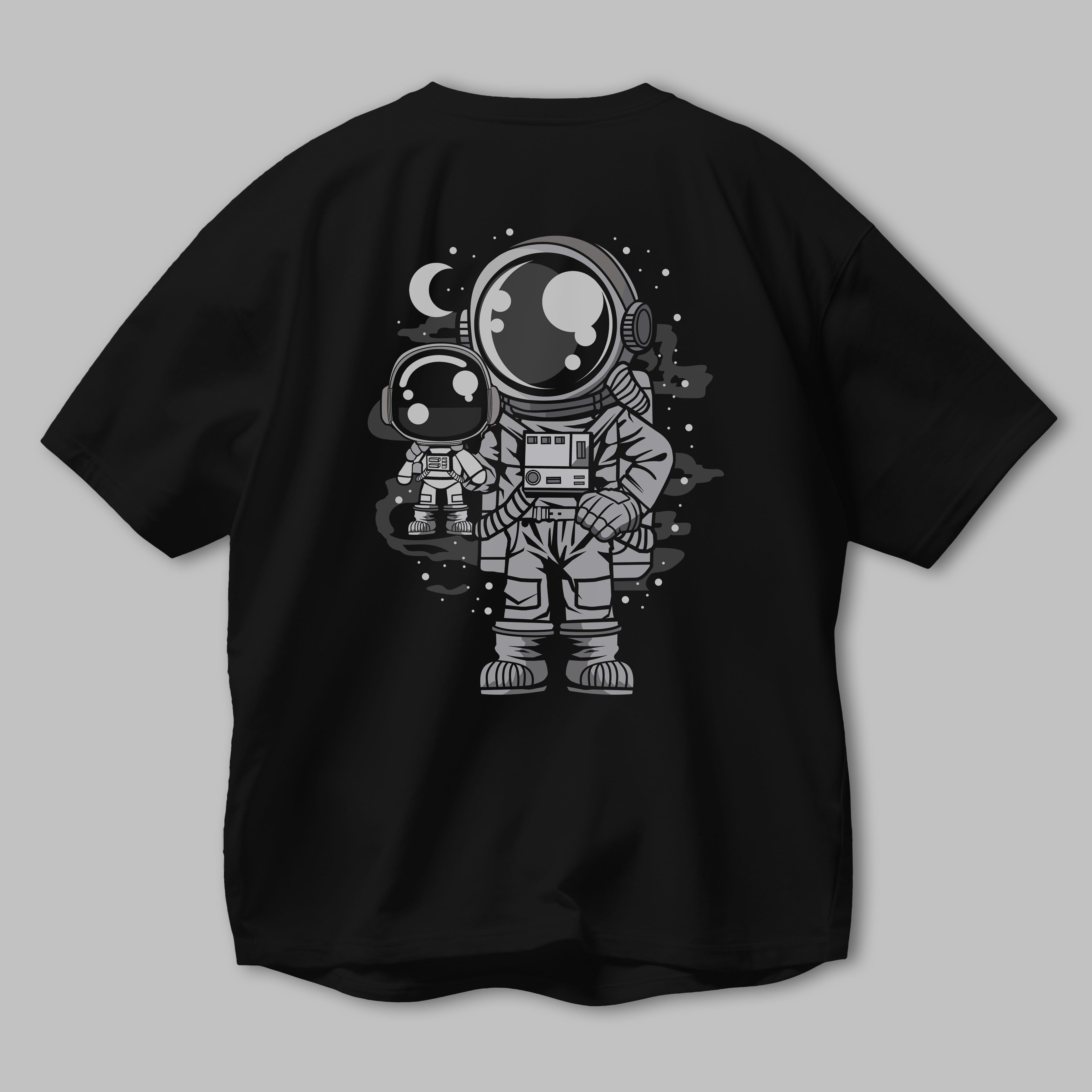 Astronaut And His Doll Arka Baskılı Oversize t-shirt Erkek Kadın Unisex