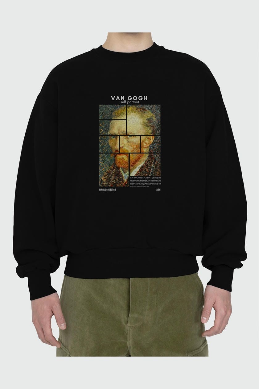 Van Gogh Self Portrait ön Baskılı Oversize Sweatshirt Erkek Kadın Unisex