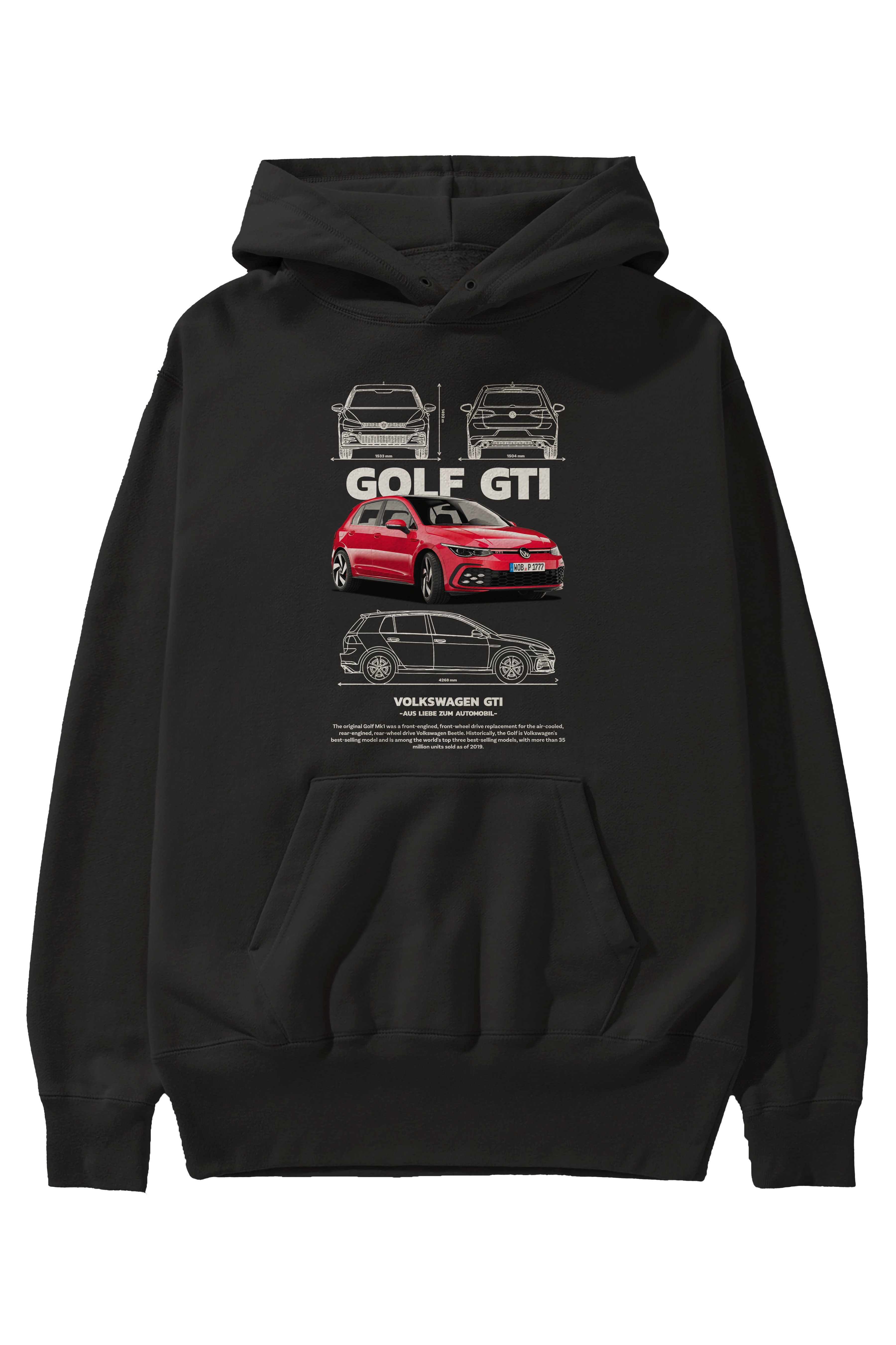 VOLKSWAGEN Golf GTI Ön Baskılı Hoodie Oversize Kapüşonlu Sweatshirt Erkek Kadın Unisex