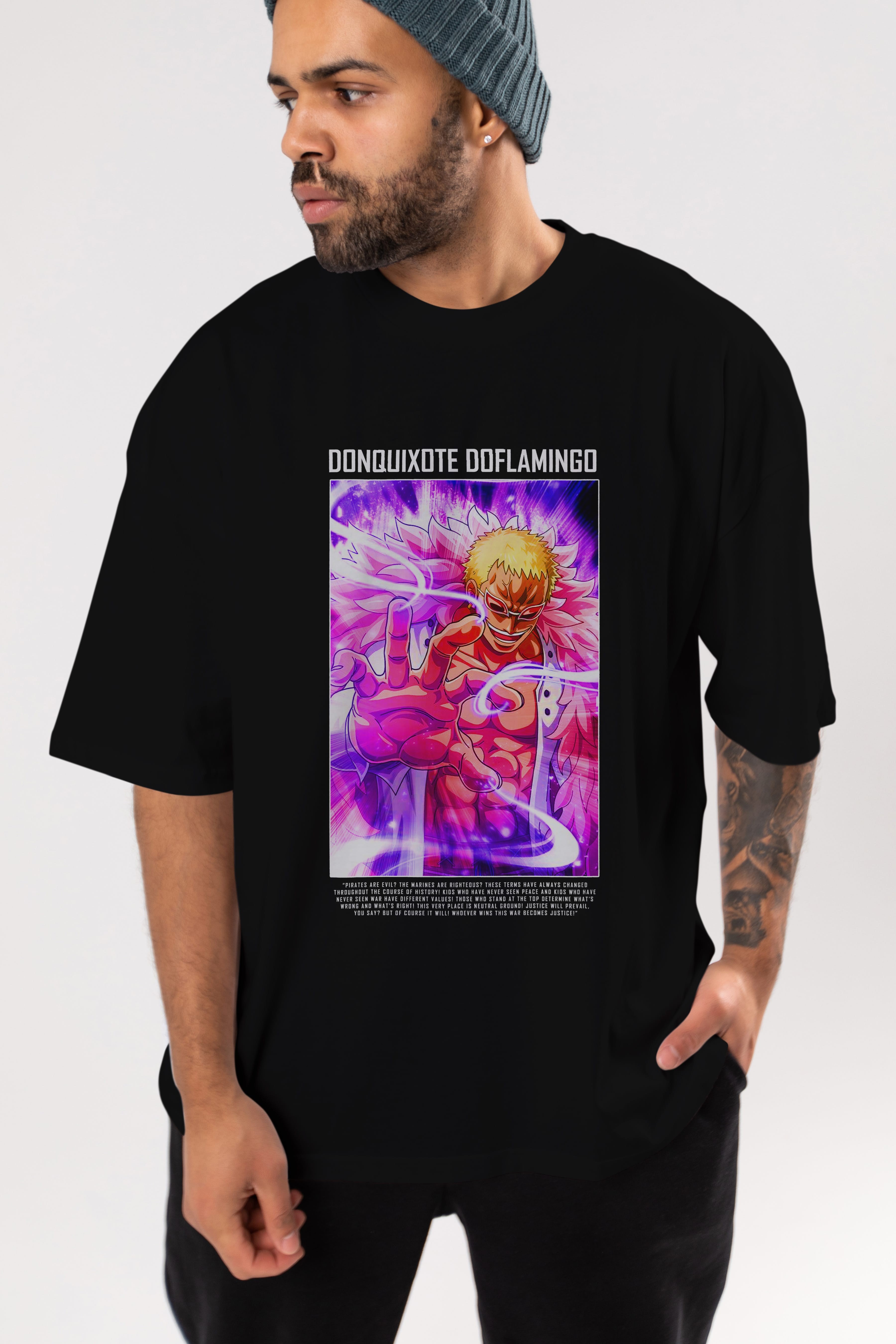 Doflamingo Anime Ön Baskılı Oversize t-shirt Erkek Kadın Unisex