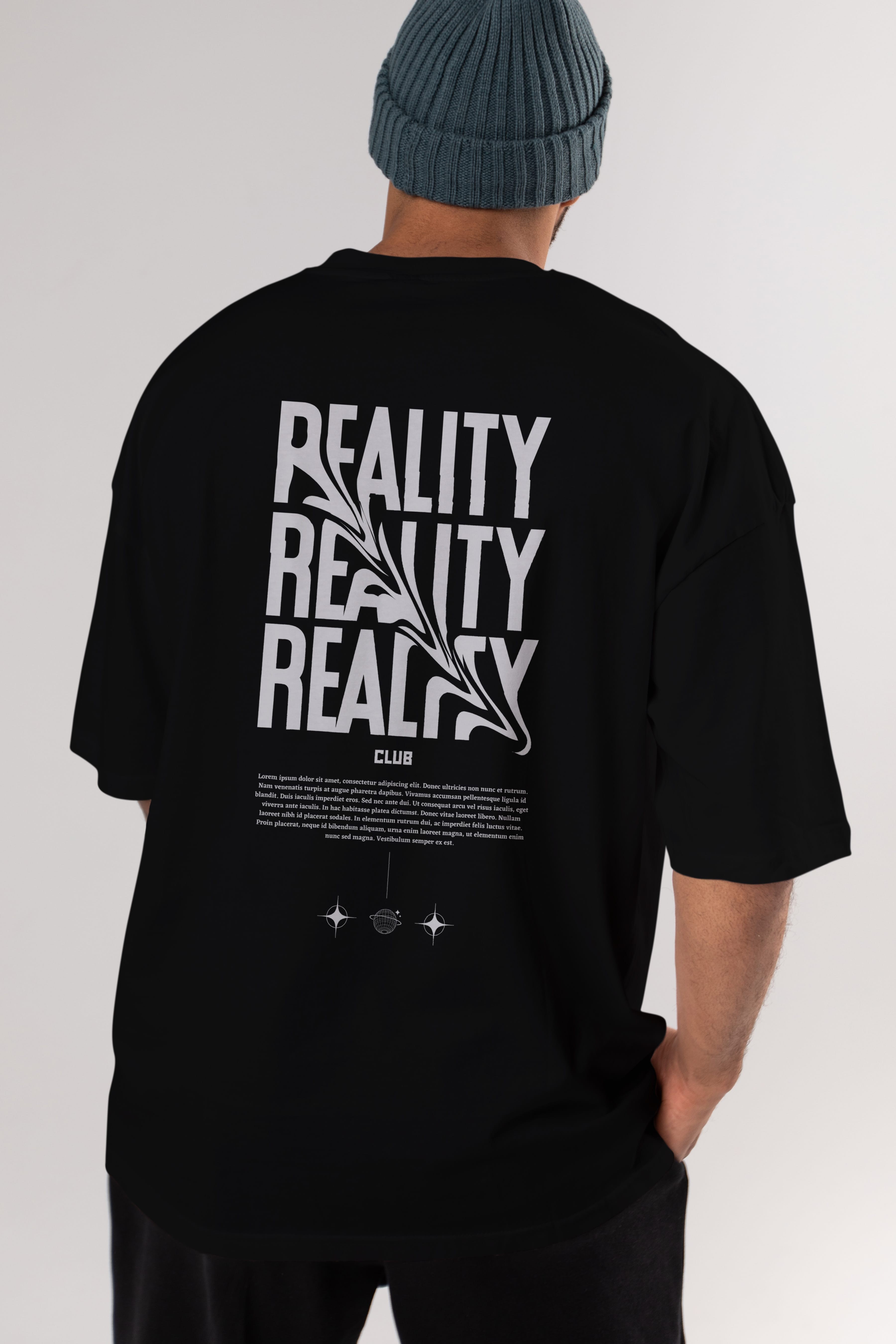 Reality Yazılı Arka Baskılı Oversize t-shirt Erkek Kadın Unisex