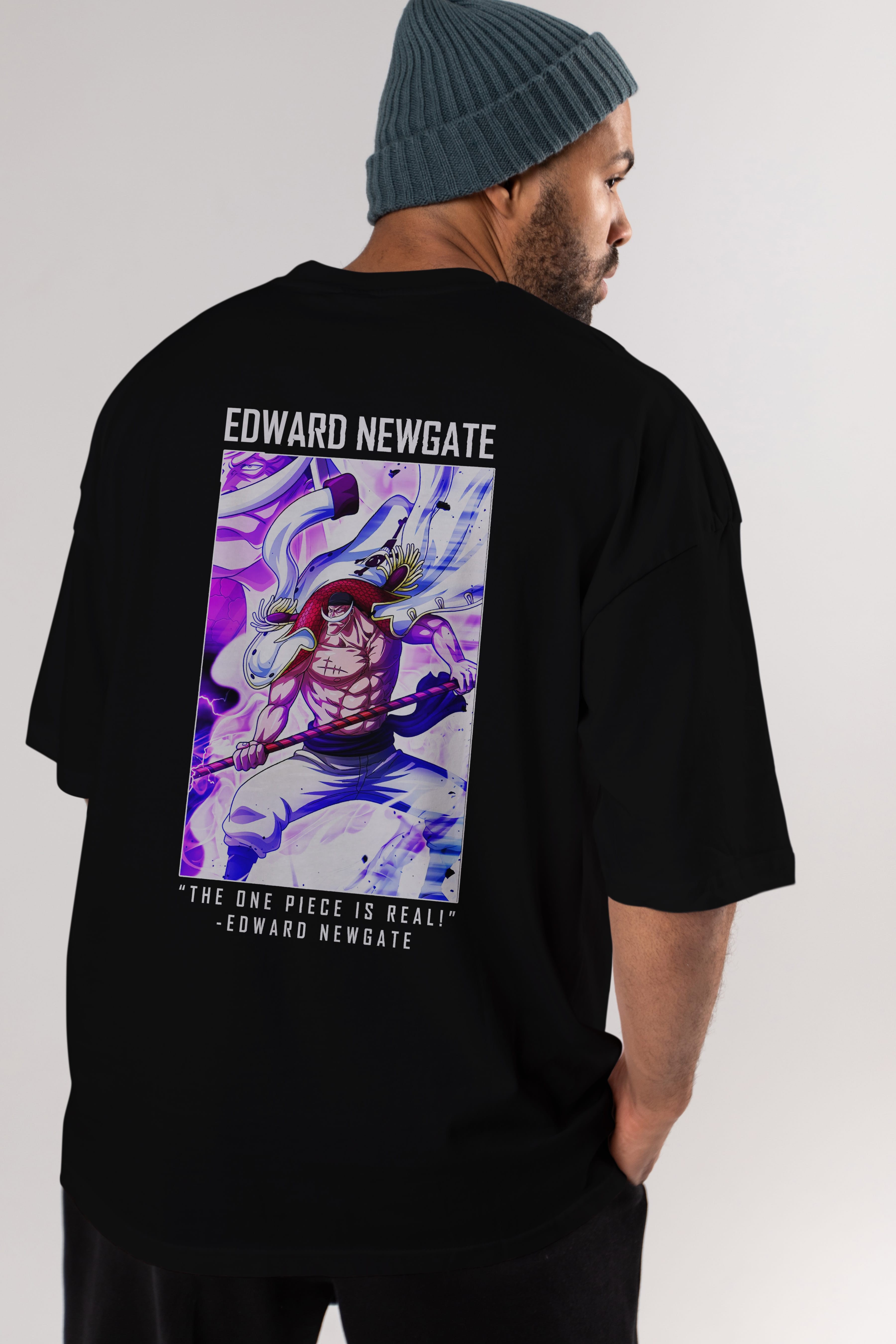 Edward Newgate Anime Arka Baskılı Oversize t-shirt Erkek Kadın Unisex %100 pamuk tişort