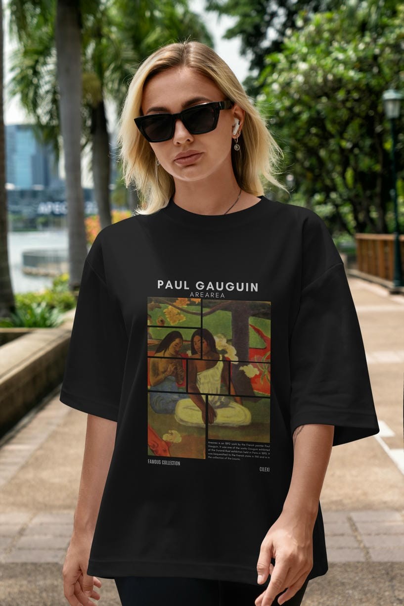 Paul Gauguin Arearea ön Baskılı Oversize t-shirt Erkek Kadın Bisiklet Yaka Pamuk tişort