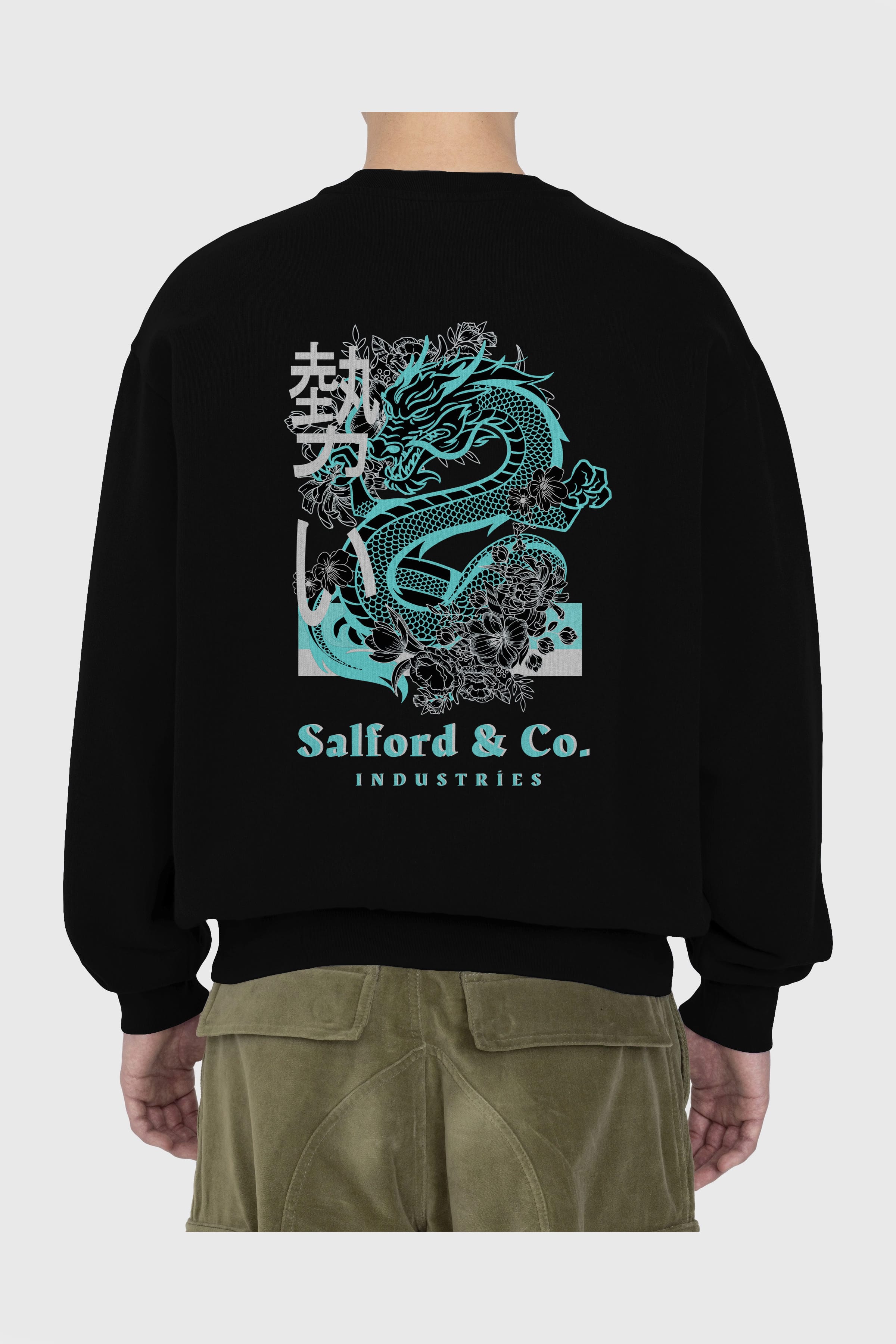 Dragon Arka Baskılı Oversize Sweatshirt Erkek Kadın Unisex