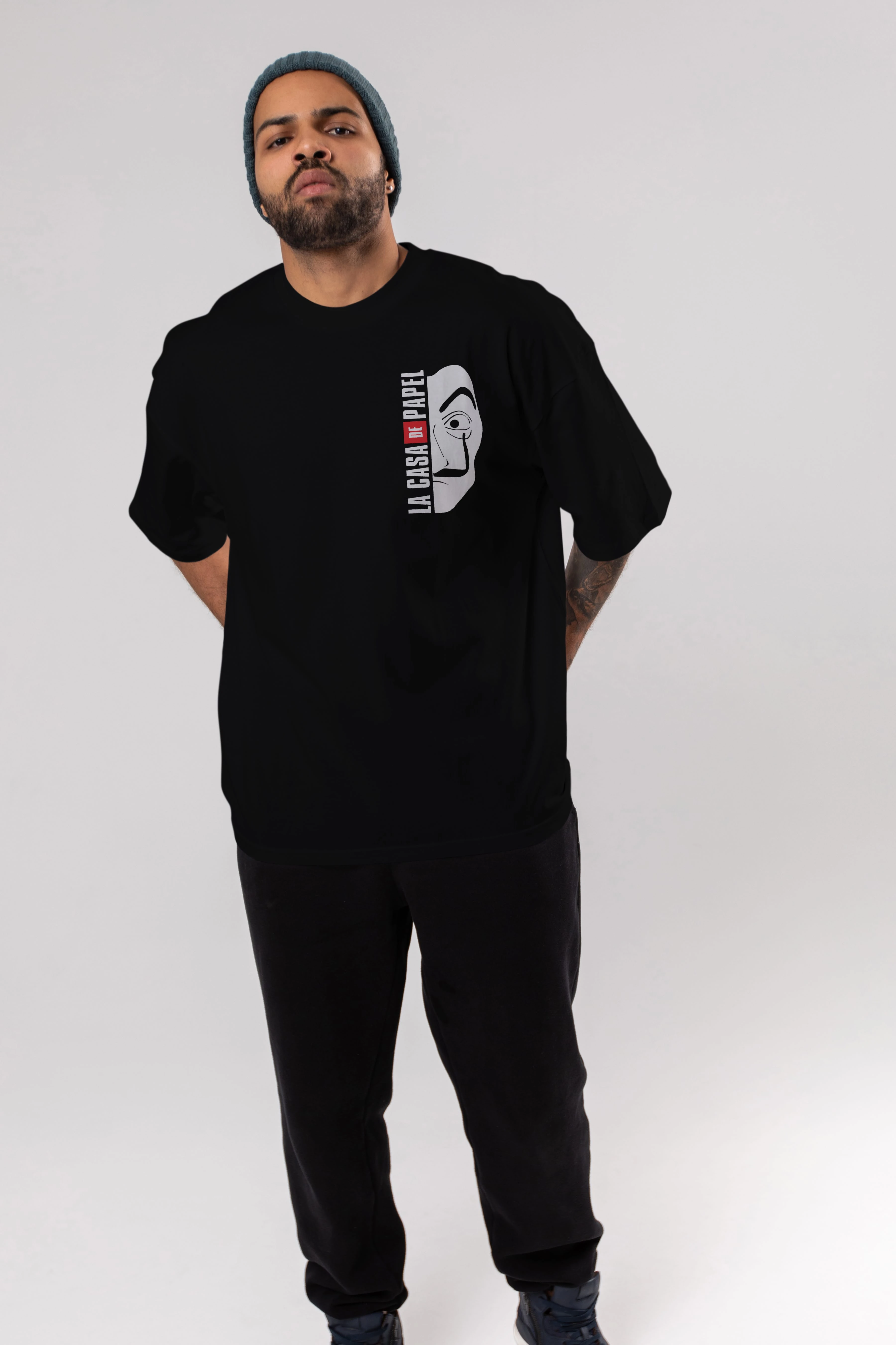 La Casa De Papel (3) Ön Sol Baskılı Oversize t-shirt Erkek Kadın Unisex %100 Pamuk Bisiklet Yaka tişort