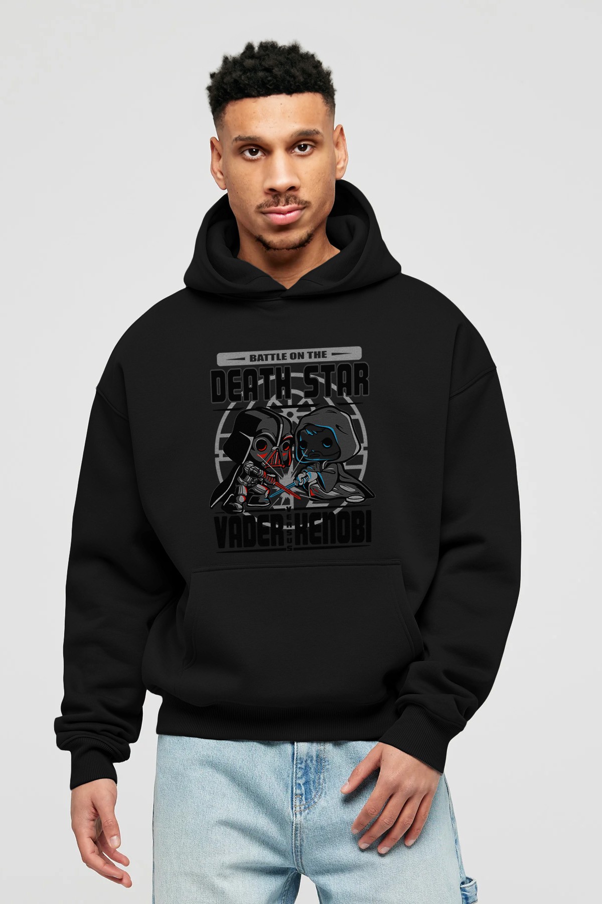 Vader Kenobi Ön Baskılı Hoodie Oversize Kapüşonlu Sweatshirt Erkek Kadın Unisex