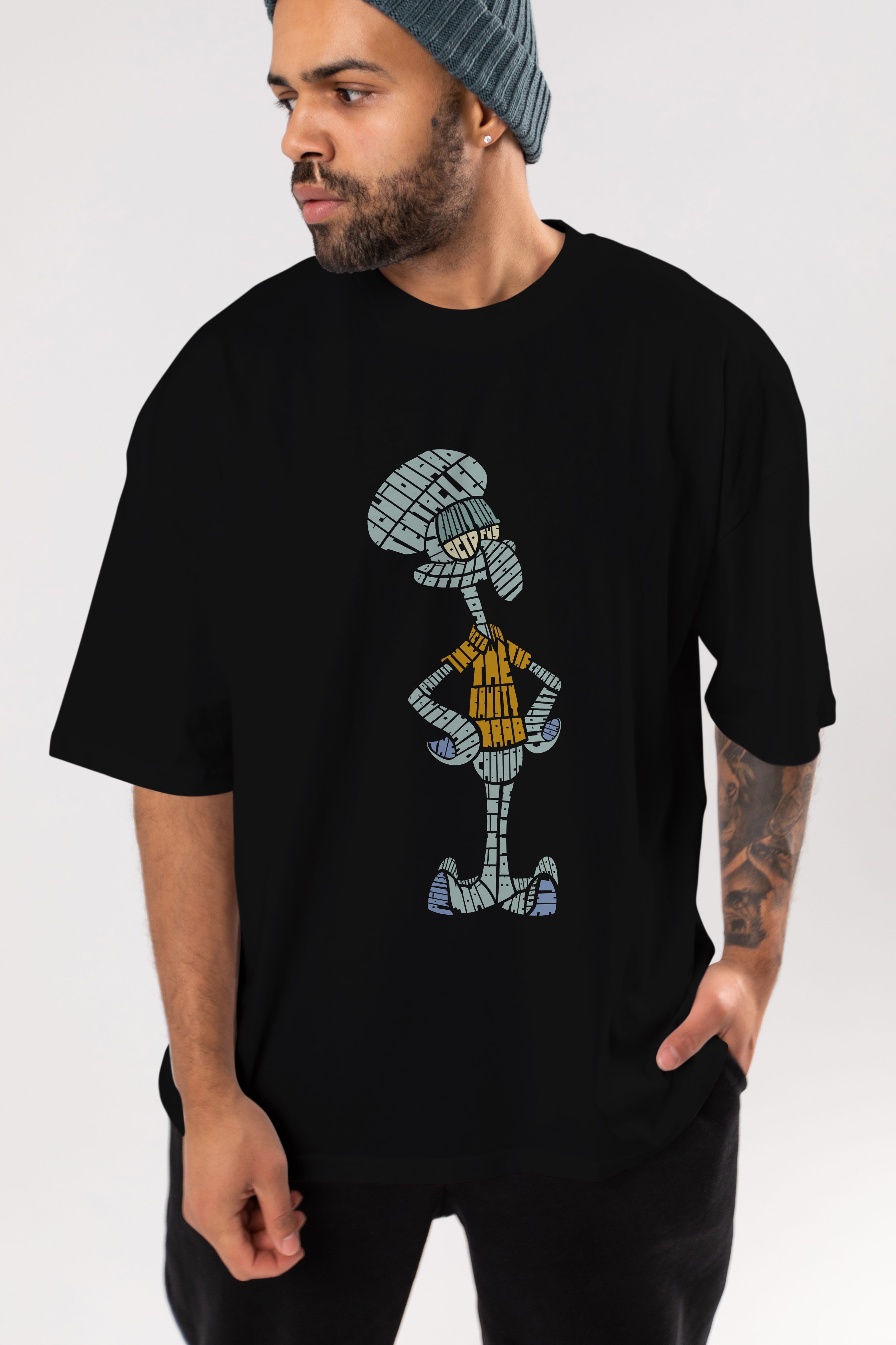 Squidward Ön Baskılı Oversize t-shirt %100 pamuk Erkek Kadın Unisex