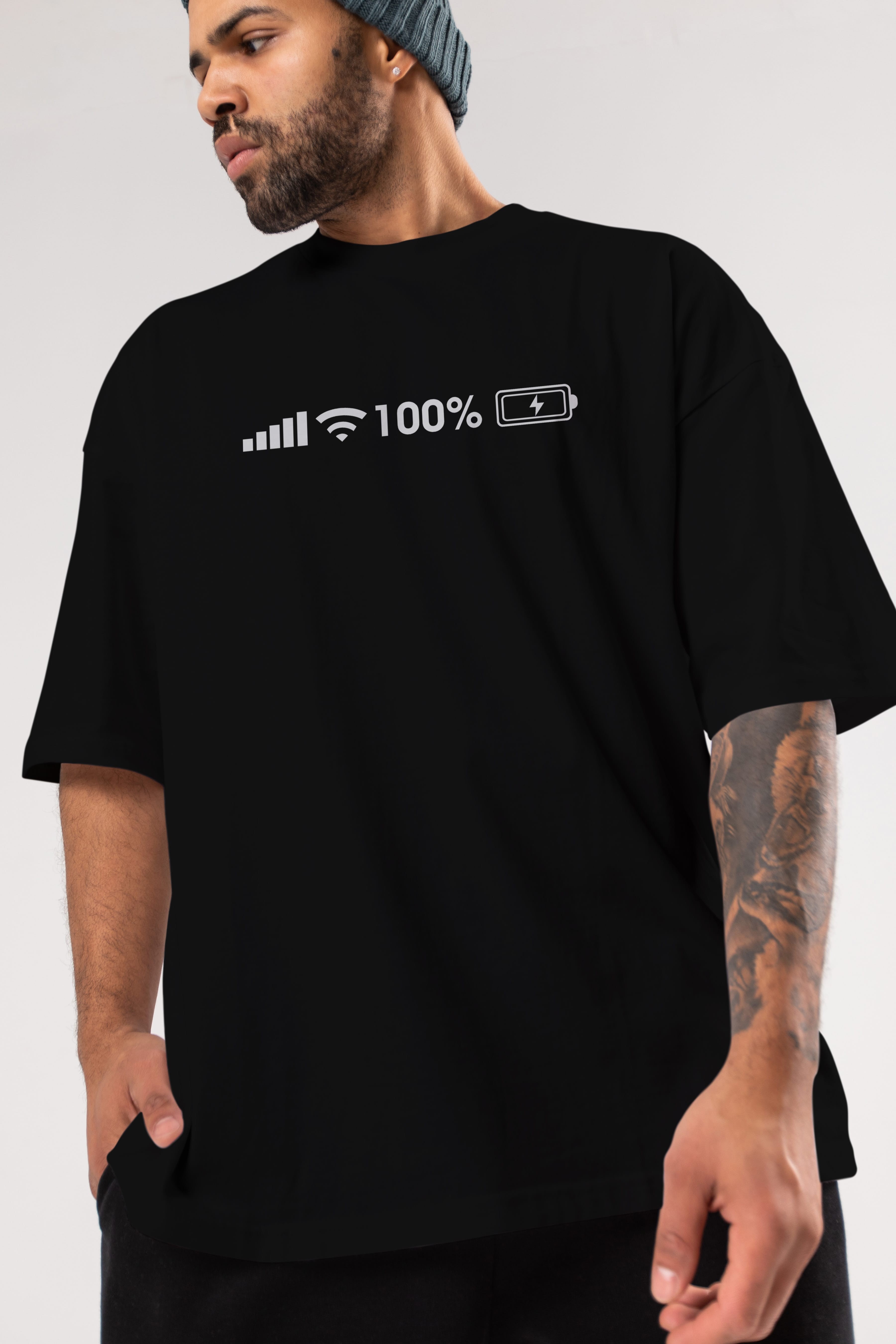 şarj wifi göstergesi Ön Baskılı Oversize t-shirt %100 pamuk Erkek Kadın Unisex