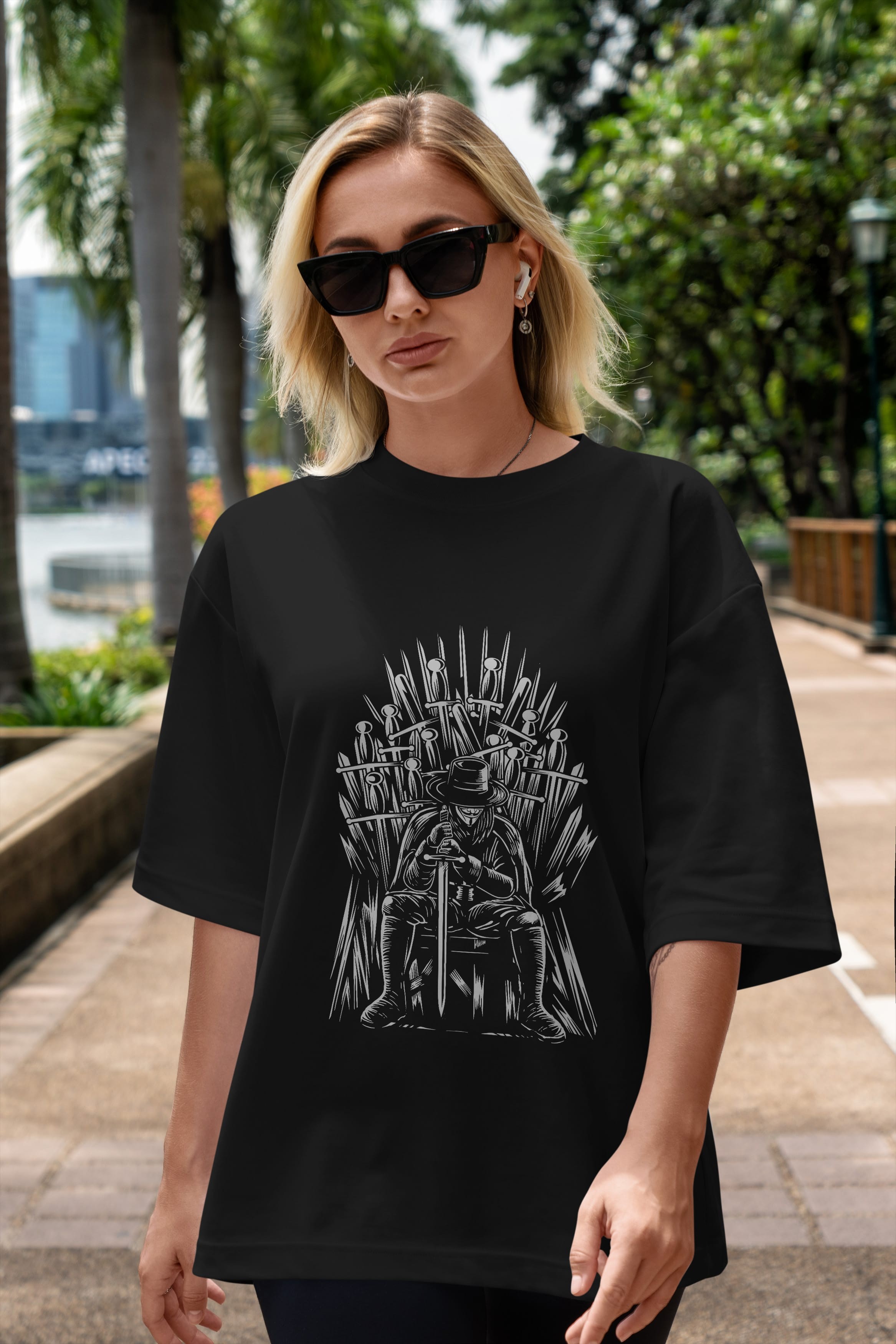 The Thrones Of Vendetta Ön Baskılı Oversize t-shirt Erkek Kadın Unisex %100 Pamuk tişort