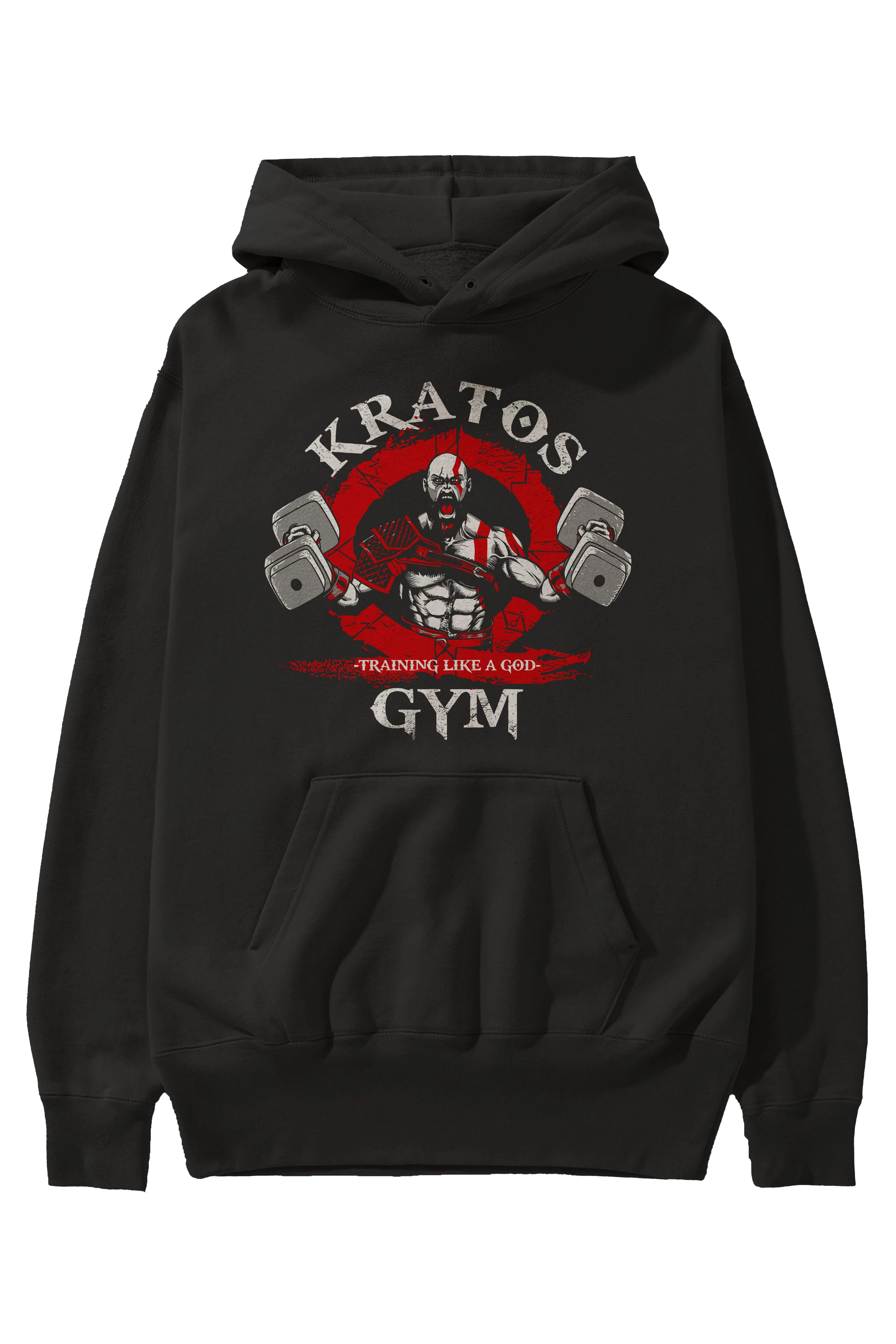 Kratos GYM Ön Baskılı Hoodie Oversize Kapüşonlu Sweatshirt Erkek Kadın Unisex