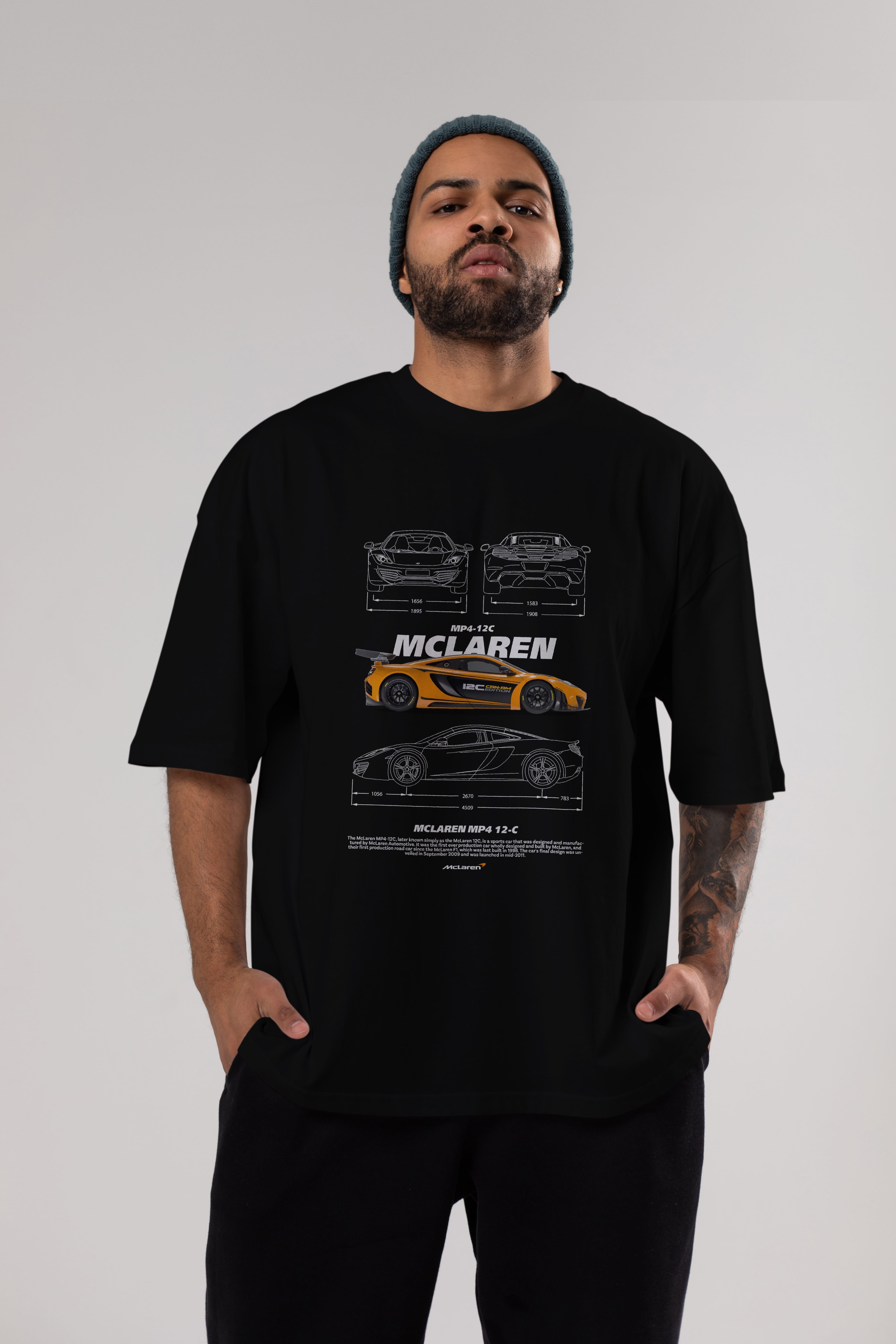 MCLAREN MP4 Ön Baskılı Oversize t-shirt Erkek Kadın Unisex %100 Pamuk Bisiklet Yaka tişort