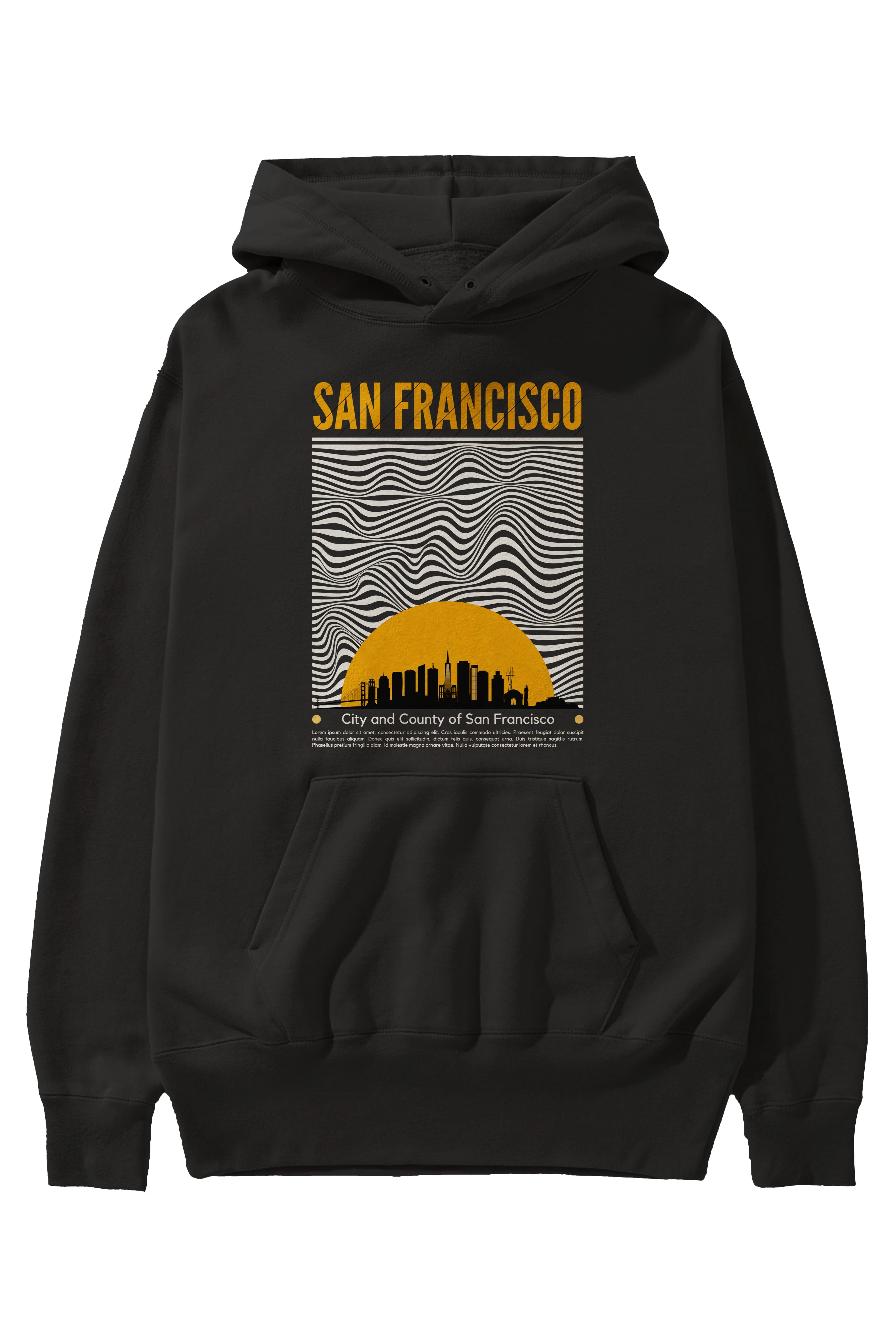 San Francisco Yazılı Ön Baskılı Oversize Hoodie Kapüşonlu Sweatshirt Erkek Kadın Unisex