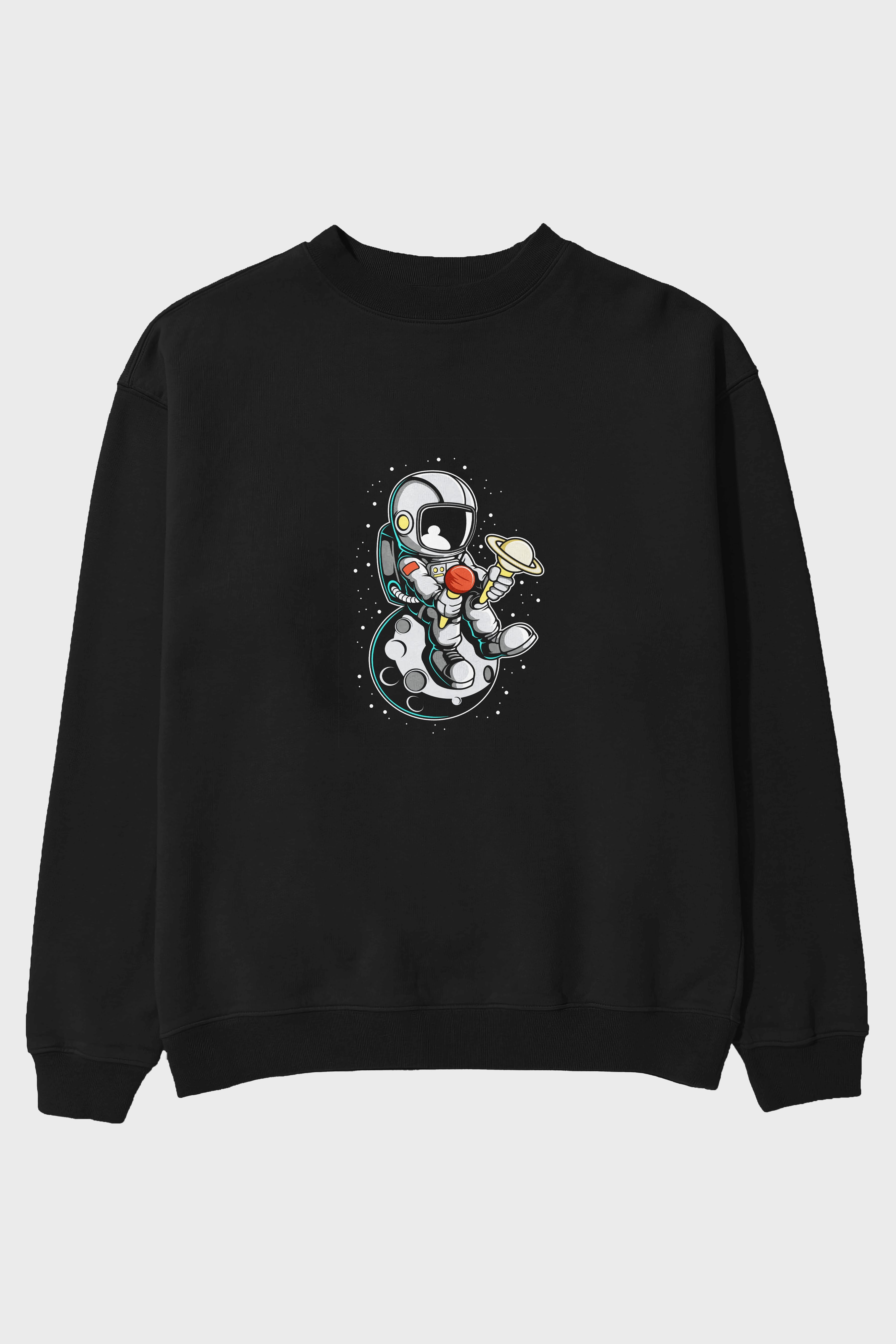 Astronaut Ice Cream (2) Ön Baskılı Oversize Sweatshirt Erkek Kadın Unisex