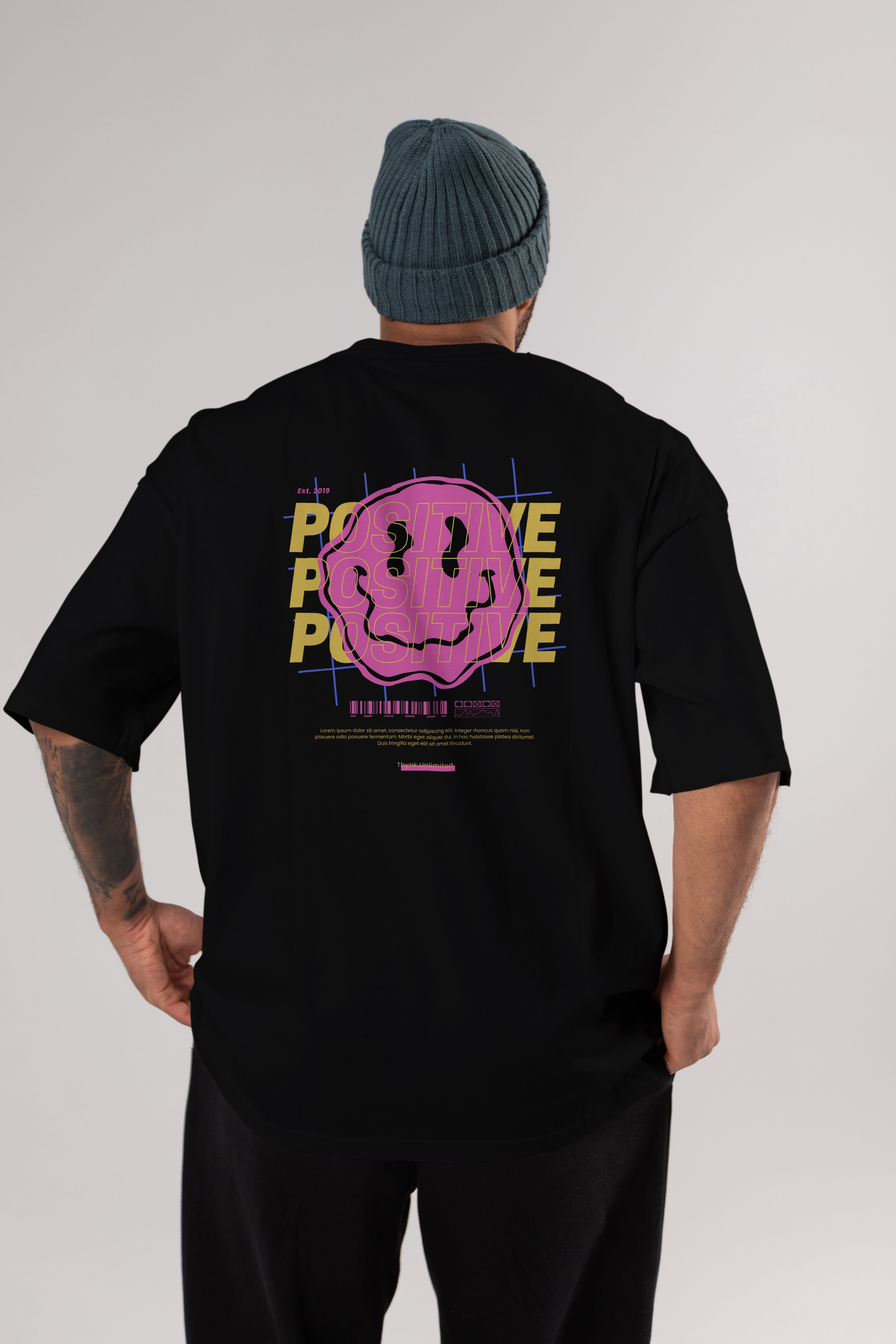 Positive 2 Arka Baskılı Oversize t-shirt Erkek Kadın Unisex
