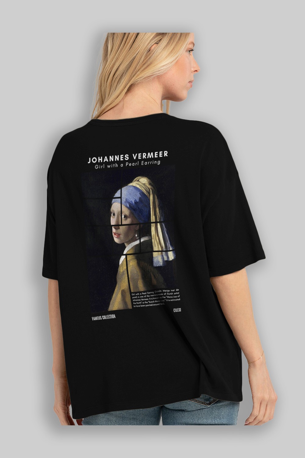 Johannes Vermeer Arka Baskılı Oversize t-shirt Erkek Kadın Bisiklet Yaka Pamuk tişort