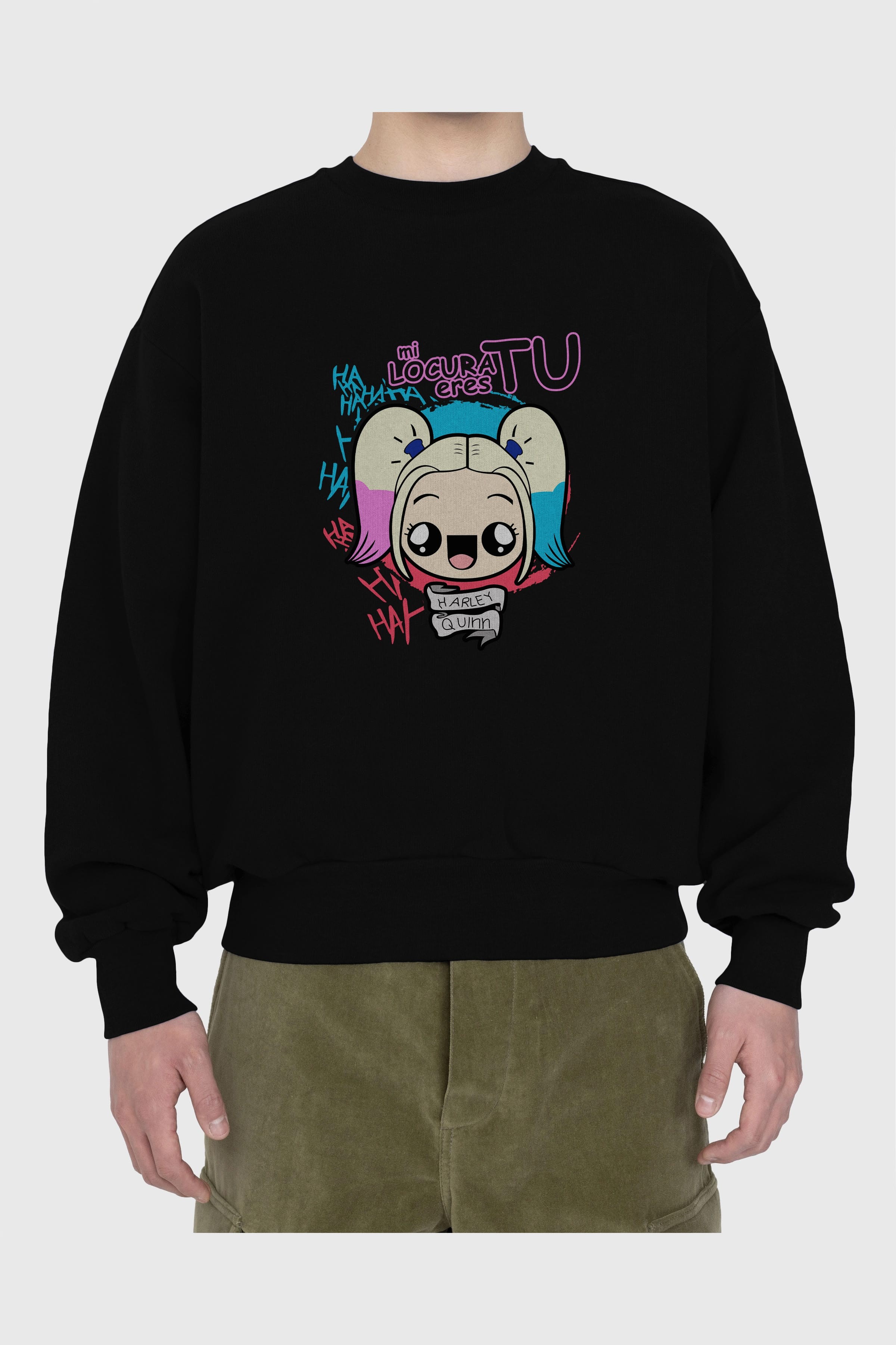 Harley Quinn Ön Baskılı Oversize Sweatshirt Erkek Kadın Unisex