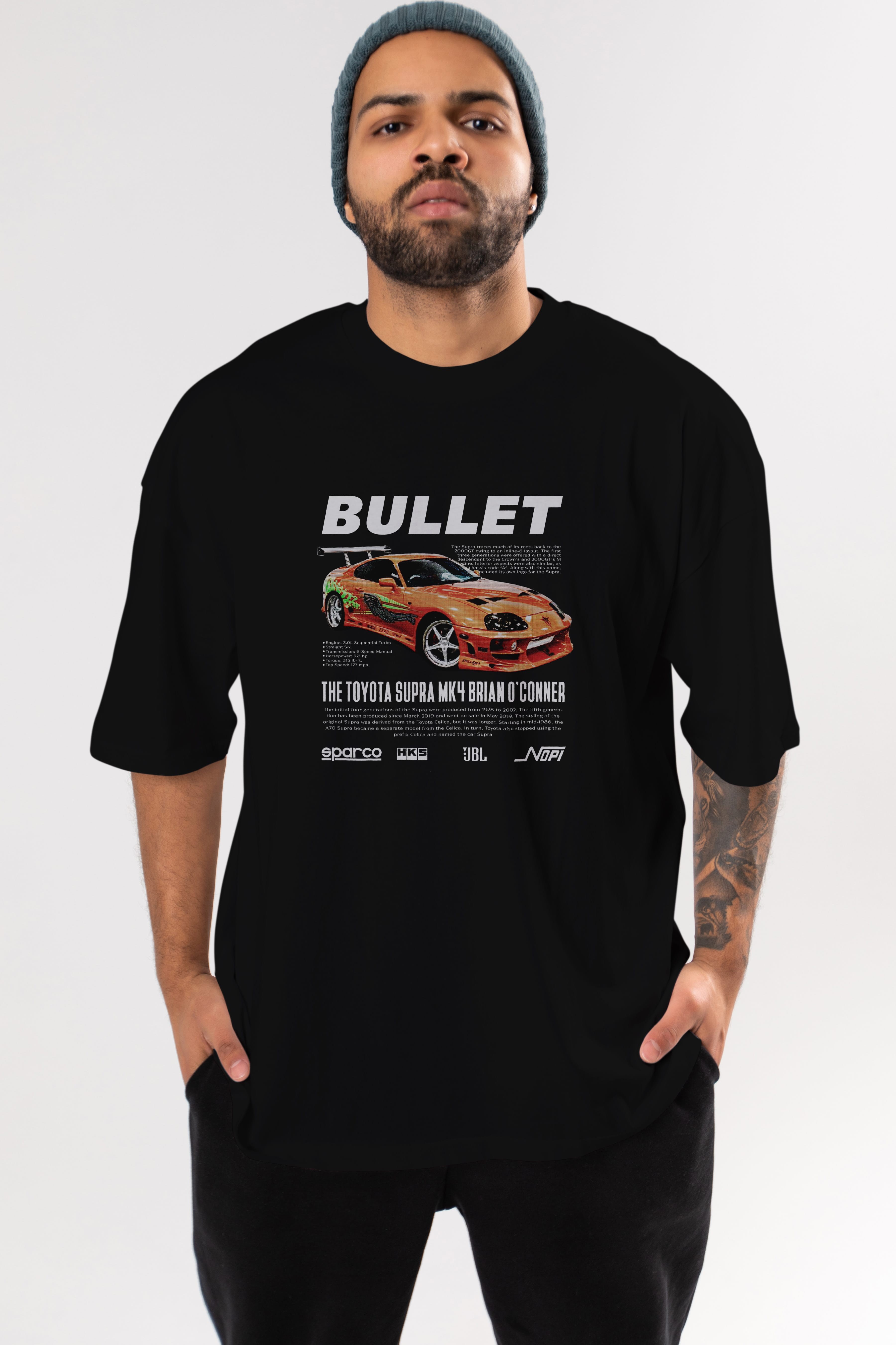 TOYOTA SUPRA MK4 Bullet Ön Baskılı Oversize t-shirt Erkek Kadın Unisex %100 Pamuk Bisiklet Yaka tişort