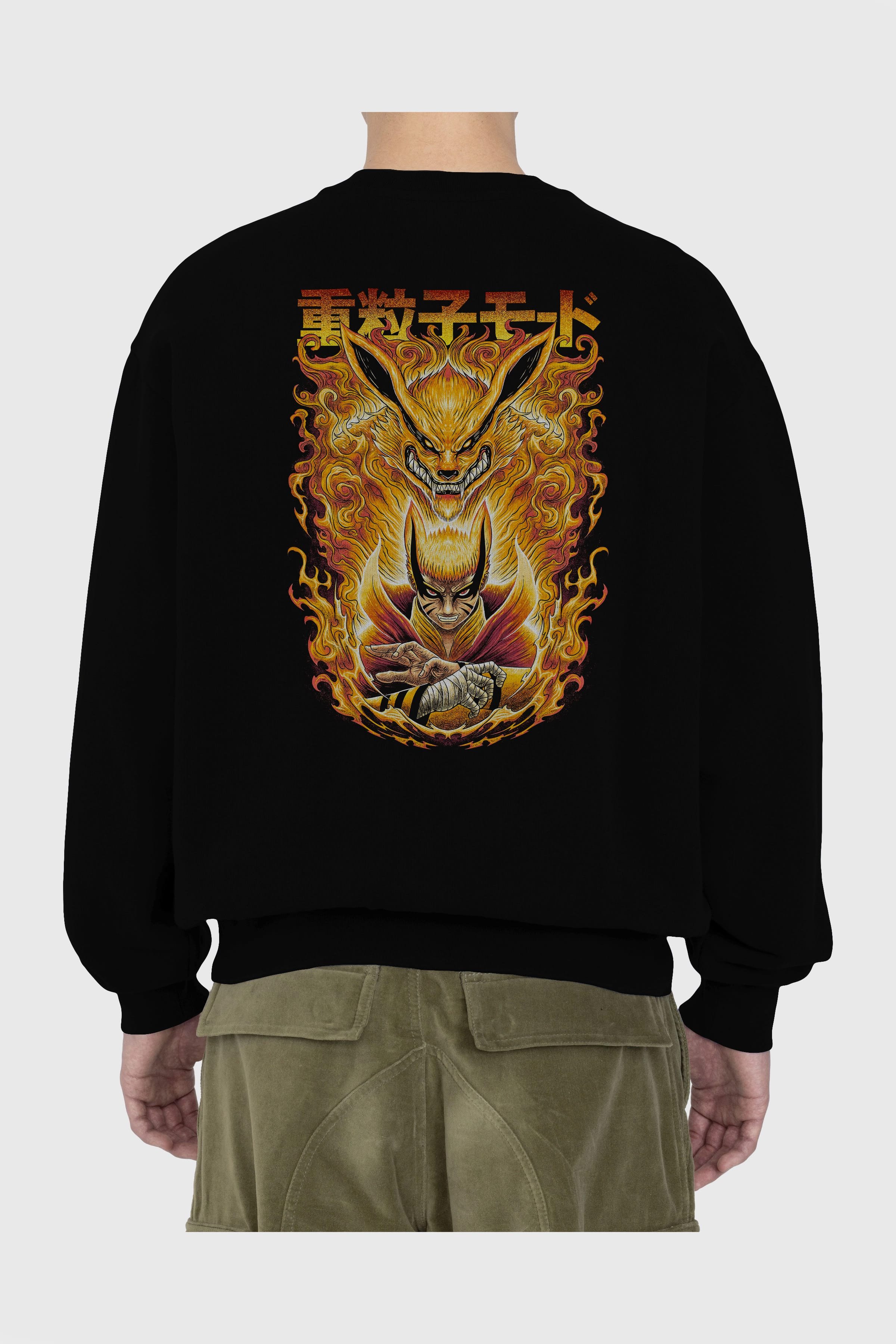 NARUTO KYUUBI 1 Anime Arka Baskılı Oversize Sweatshirt Erkek Kadın Unisex