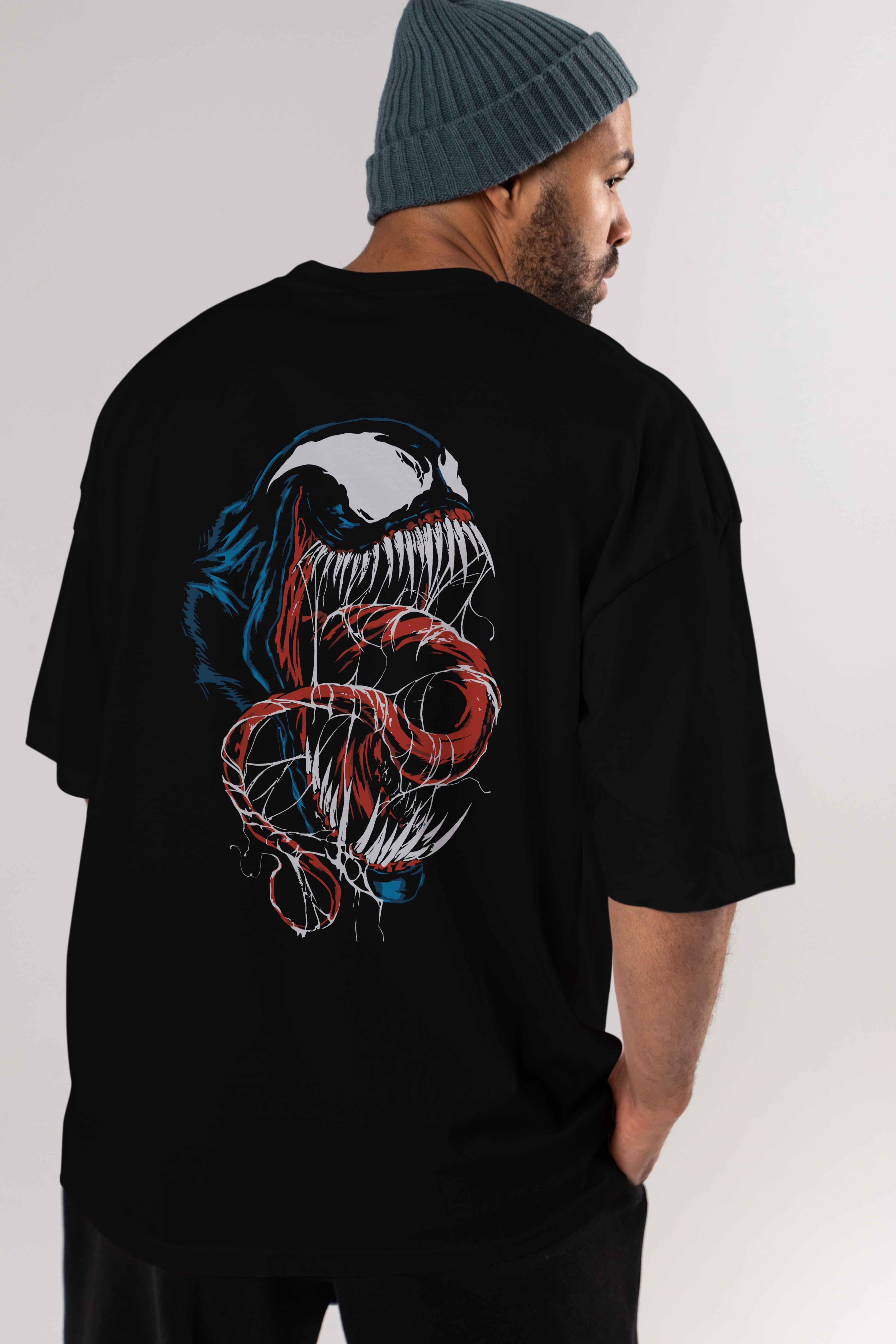 Venom (10) Arka Baskılı Oversize t-shirt Erkek Kadın Unisex %100 Pamuk Bisiklet Yaka tişort