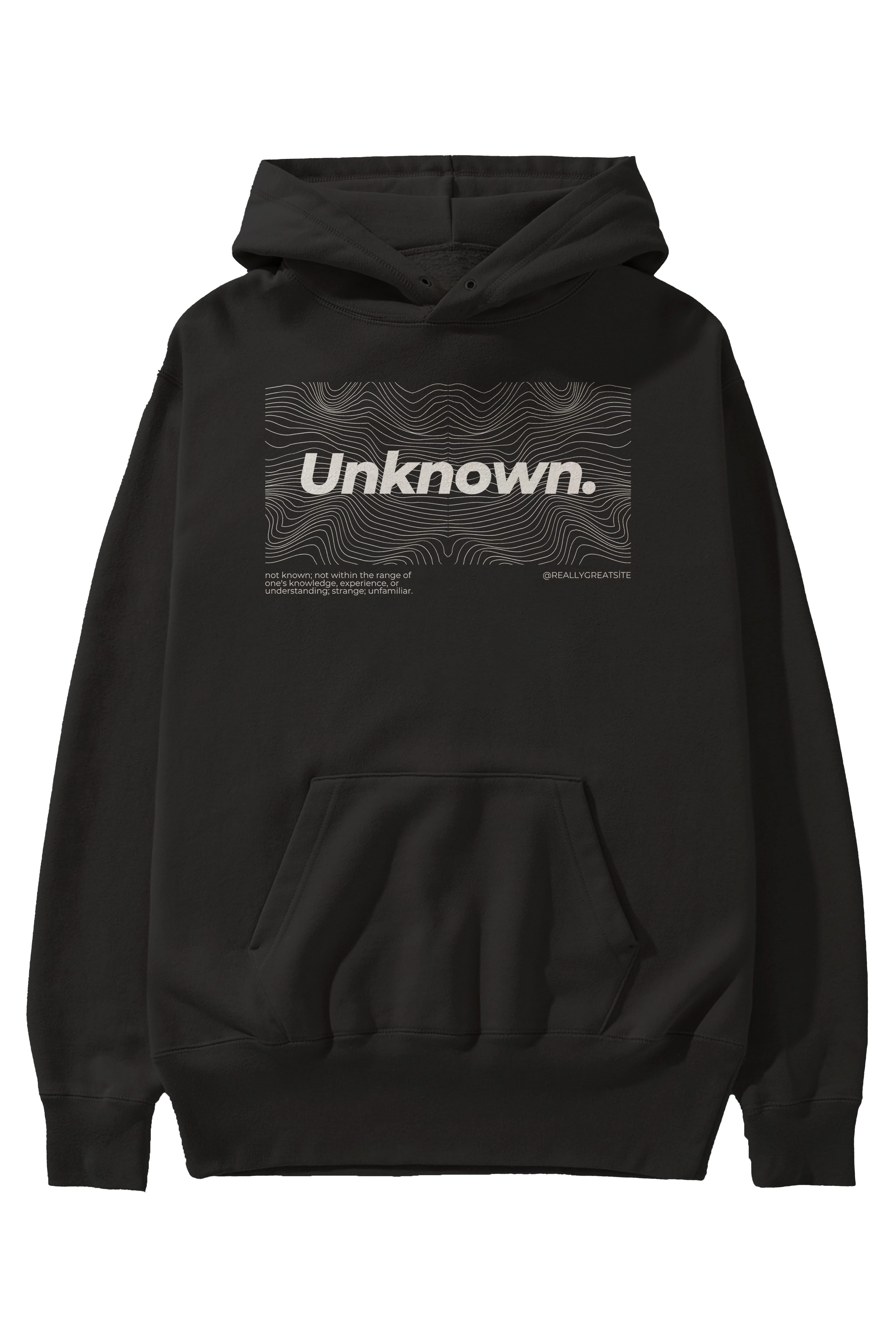 Unknown Yazılı Ön Baskılı Oversize Hoodie Kapüşonlu Sweatshirt Erkek Kadın Unisex