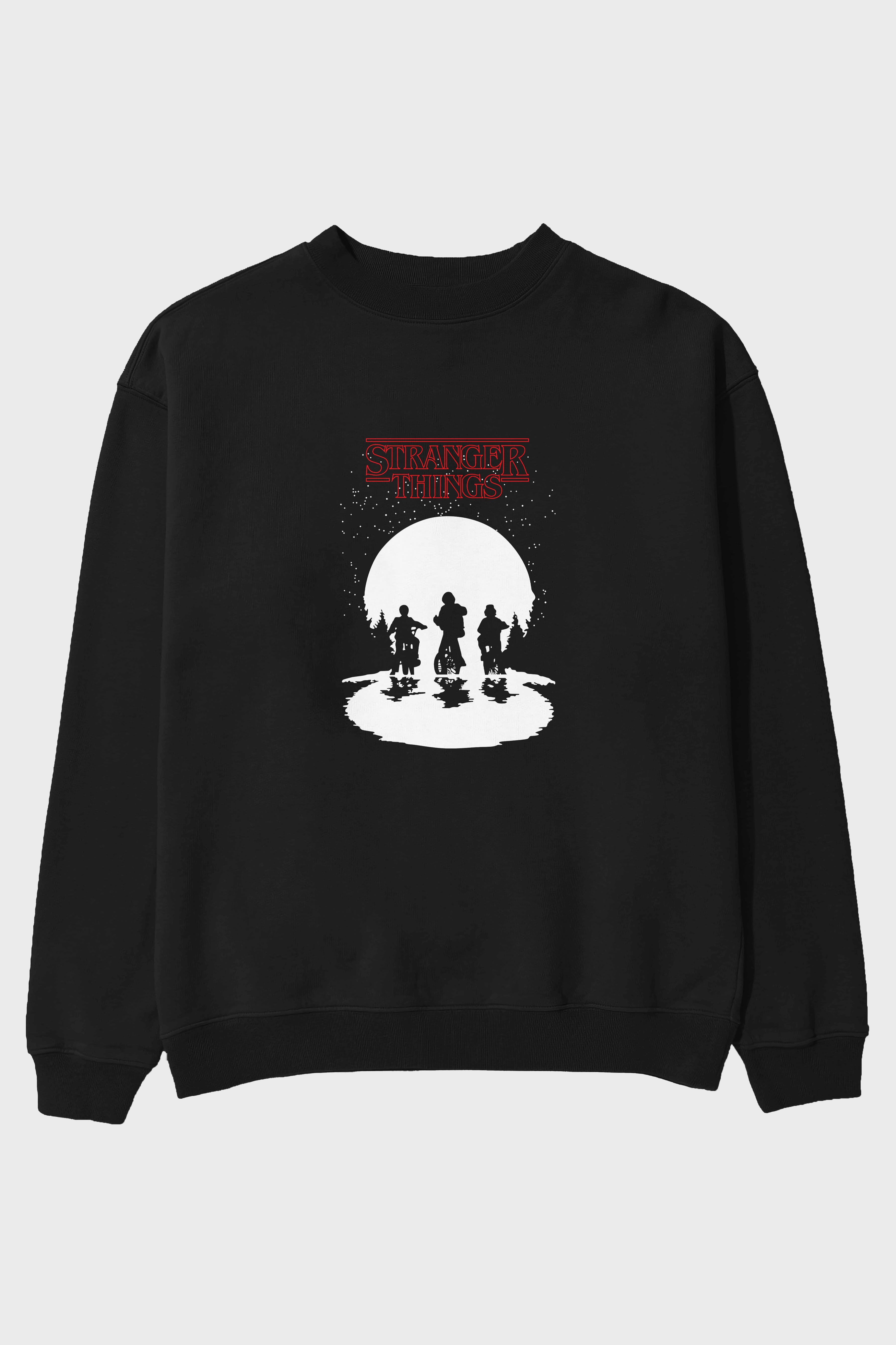 Stranger Things Ön Baskılı Oversize Sweatshirt Erkek Kadın Unisex