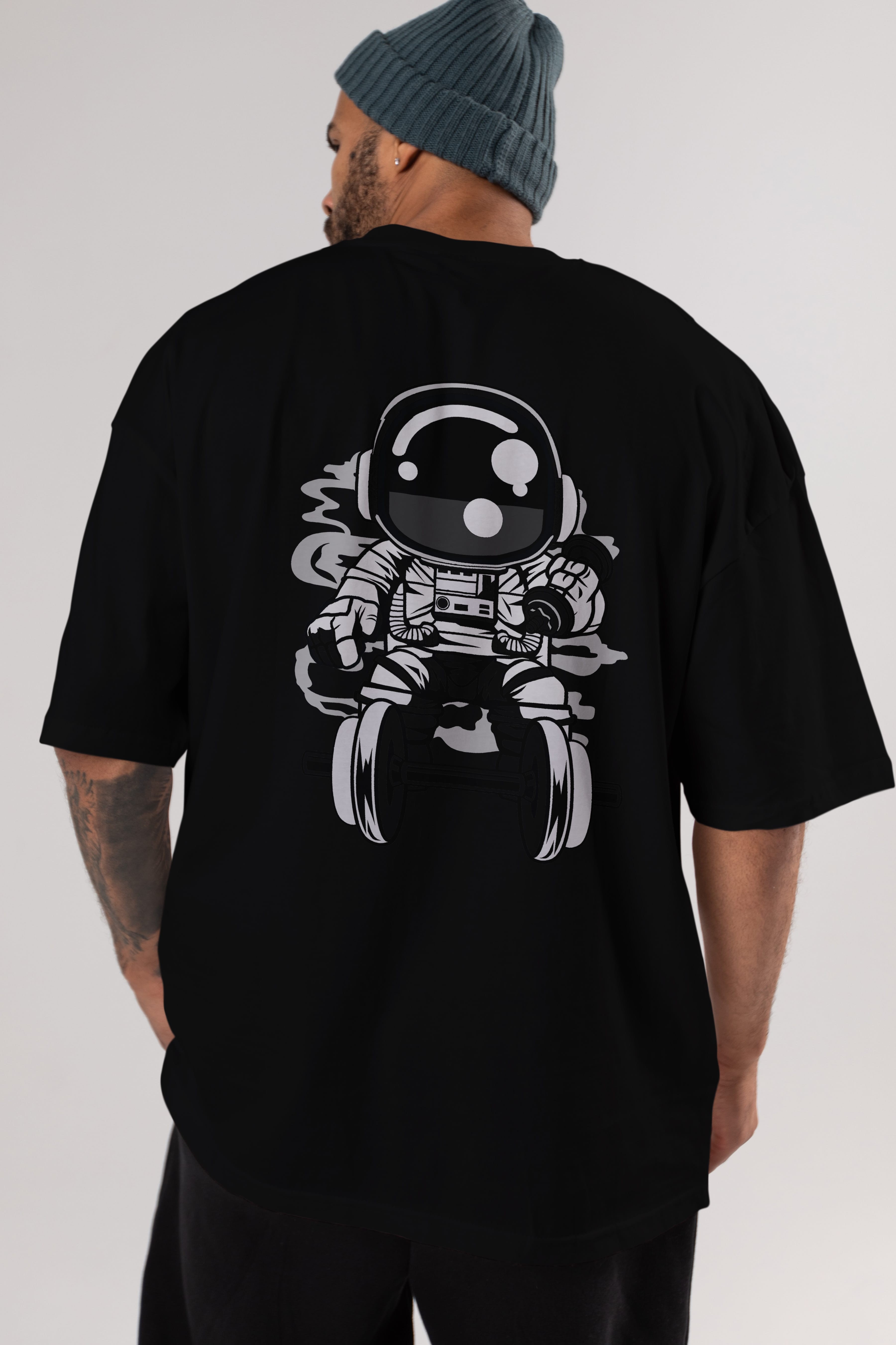 Astronaut Gym Arka Baskılı Oversize t-shirt Erkek Kadın Unisex