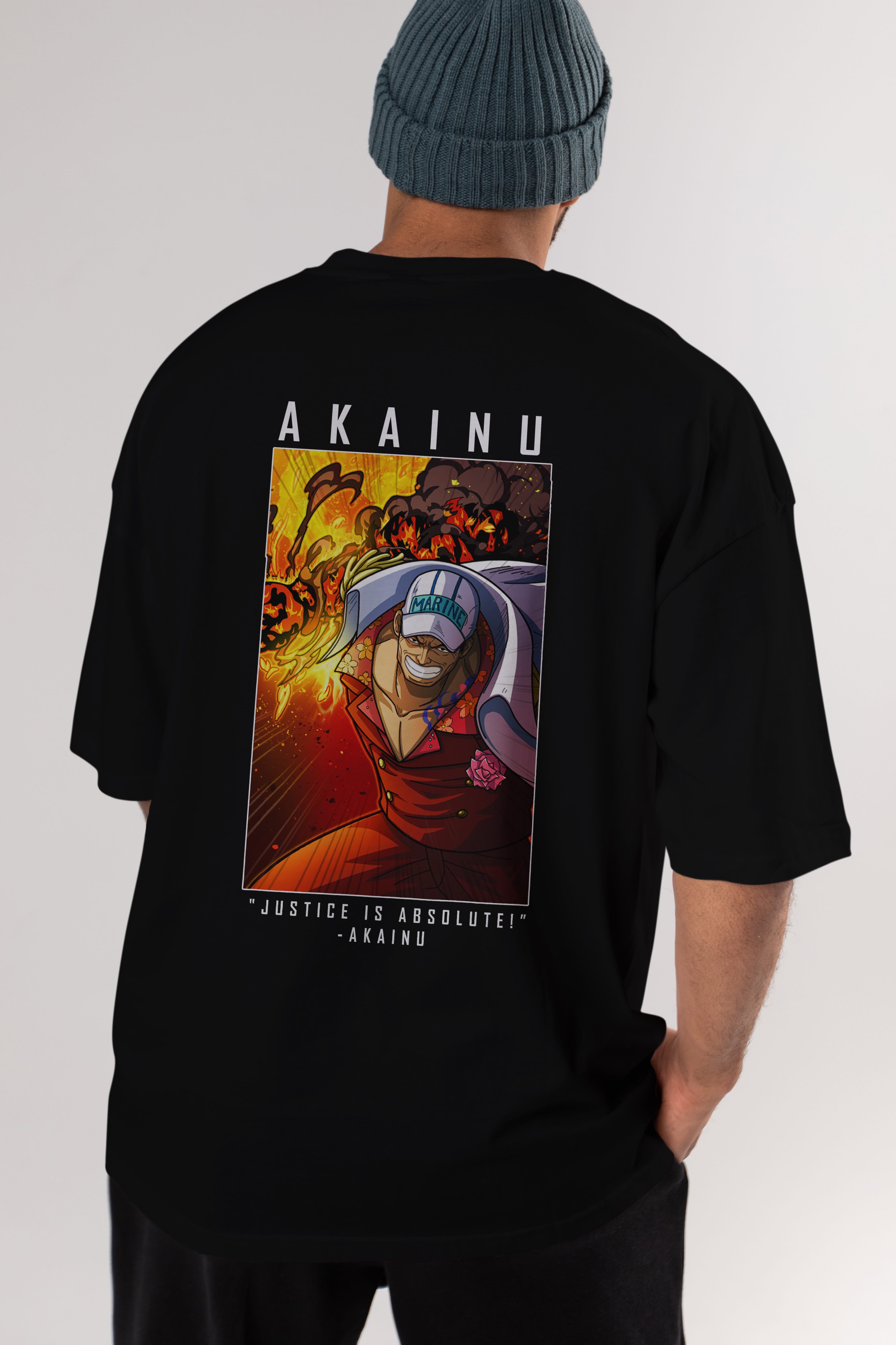 Sakazuki Anime Arka Baskılı Oversize t-shirt Erkek Kadın Unisex %100 pamuk tişort